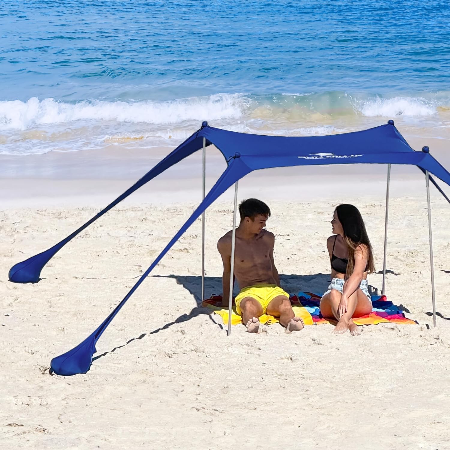 SUN NINJA Beach Tent Sun Shelter, Beach Shade Canopy with UPF50+ Protection