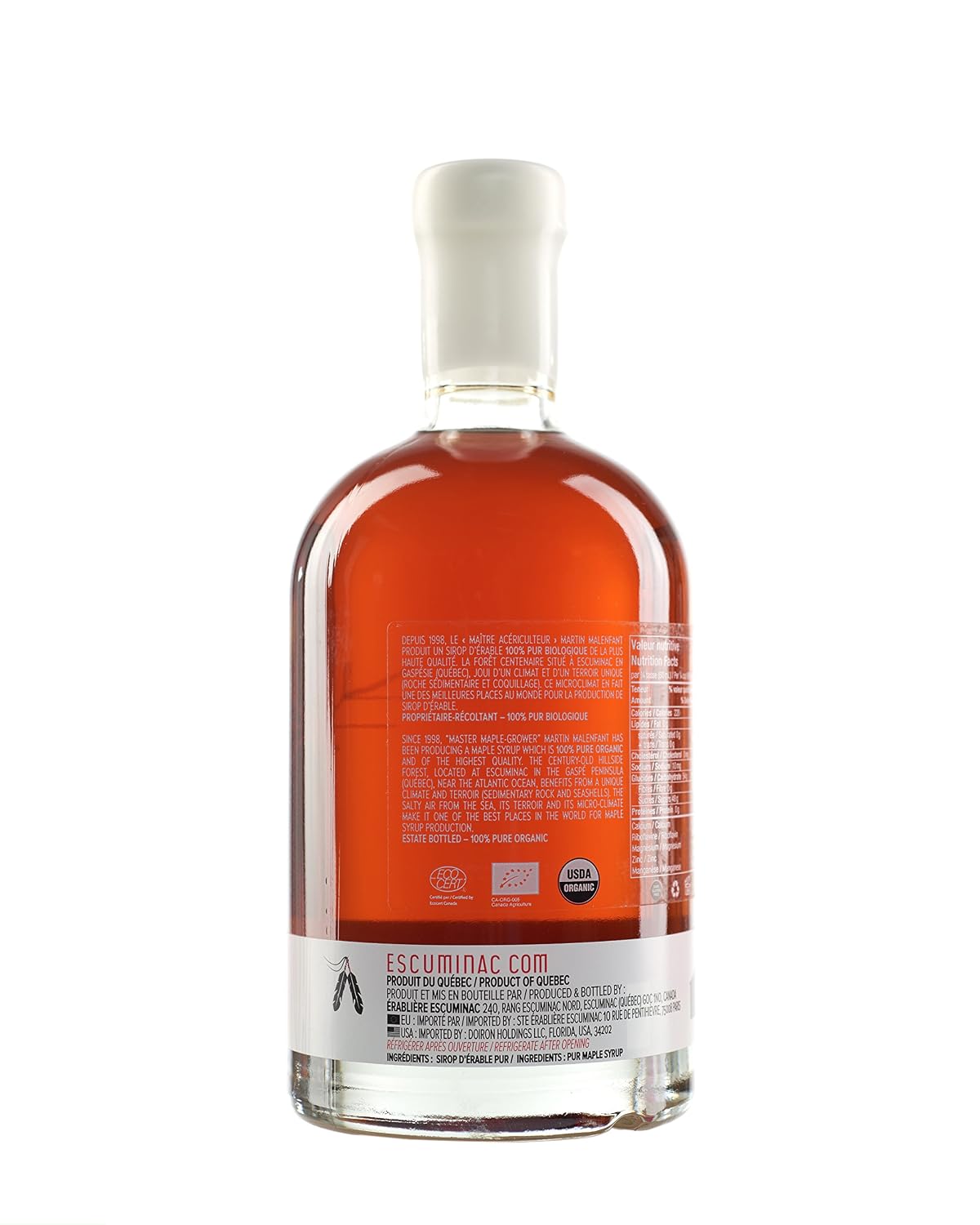 Escuminac Canadian Maple Syrup 500ml | Extra Rare Amber Grade A | Smooth & Rich Taste | Organic Gourmet Gift, Souvenir, Holiday & Birthday Treat