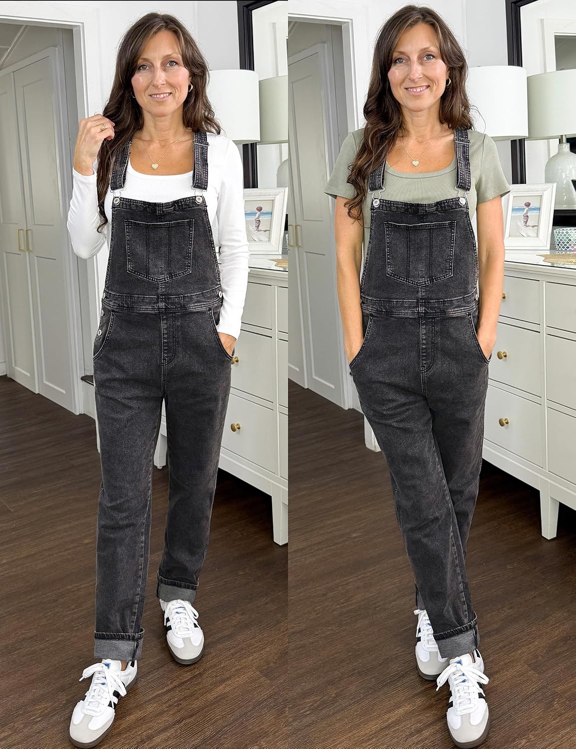 luvamia Women's Casual Stretch Adjustable Denim Bib Overalls Jeans Pants Jumpsuits