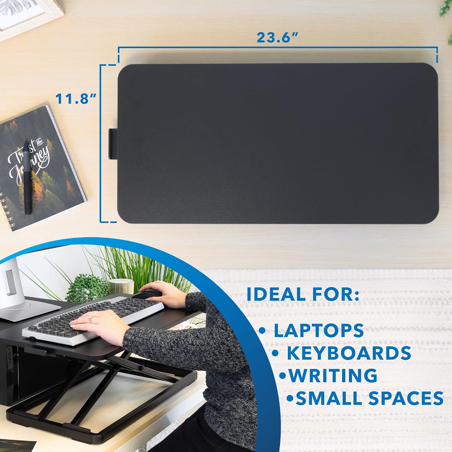 Mount-It! Standing Keyboard Tray, Height Adjustable Keyboard and Mouse Riser for Desk, Sit Stand Keyboard Platform