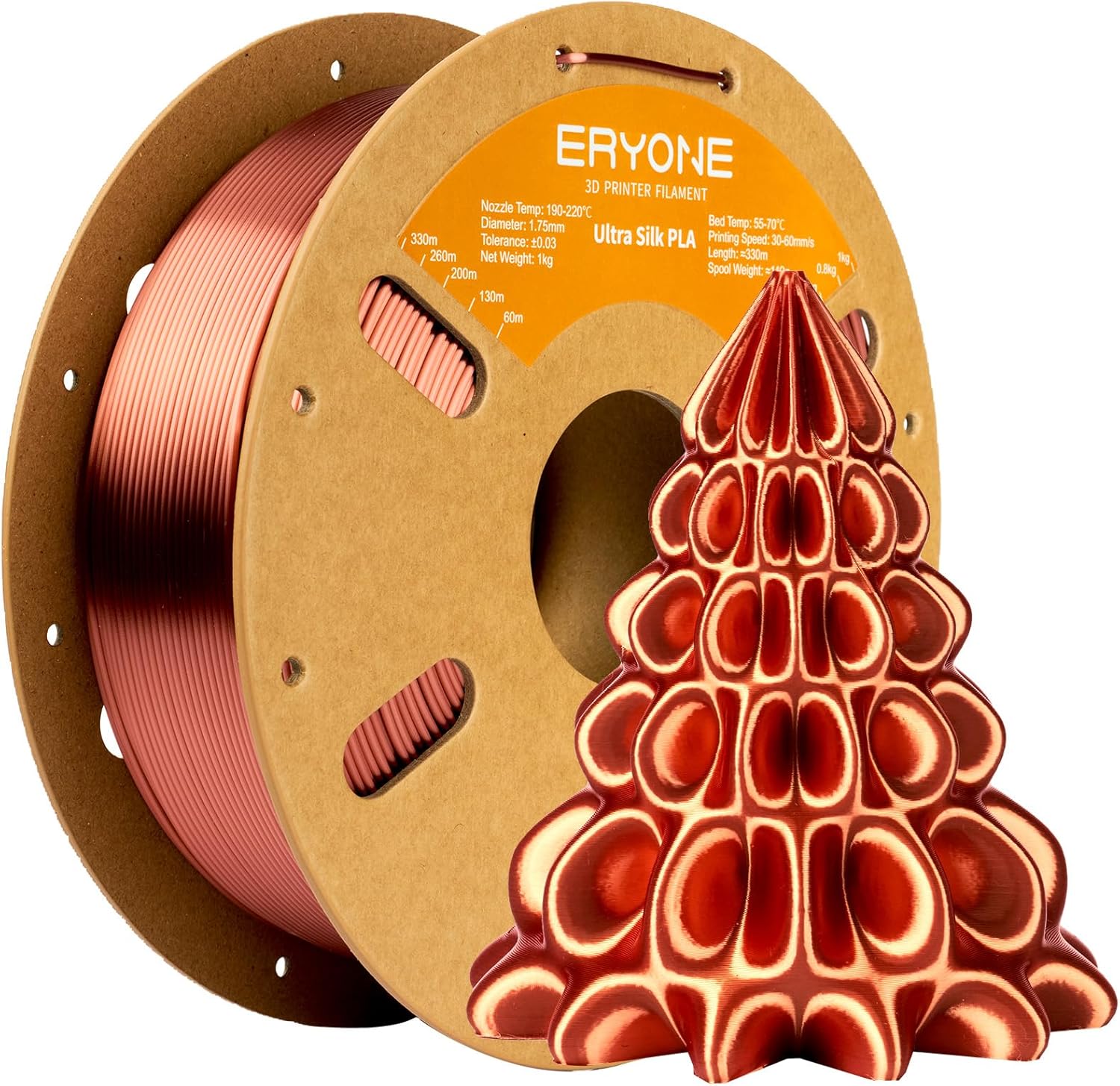ERYONE Silk Filament PLA+ 1.75mm Upgraded Shiny 3D Printer Filament, Gloss Finish, Fit Most FDM Printer Stable Printing,1kg (2.2LBS)/Spool, Silver
