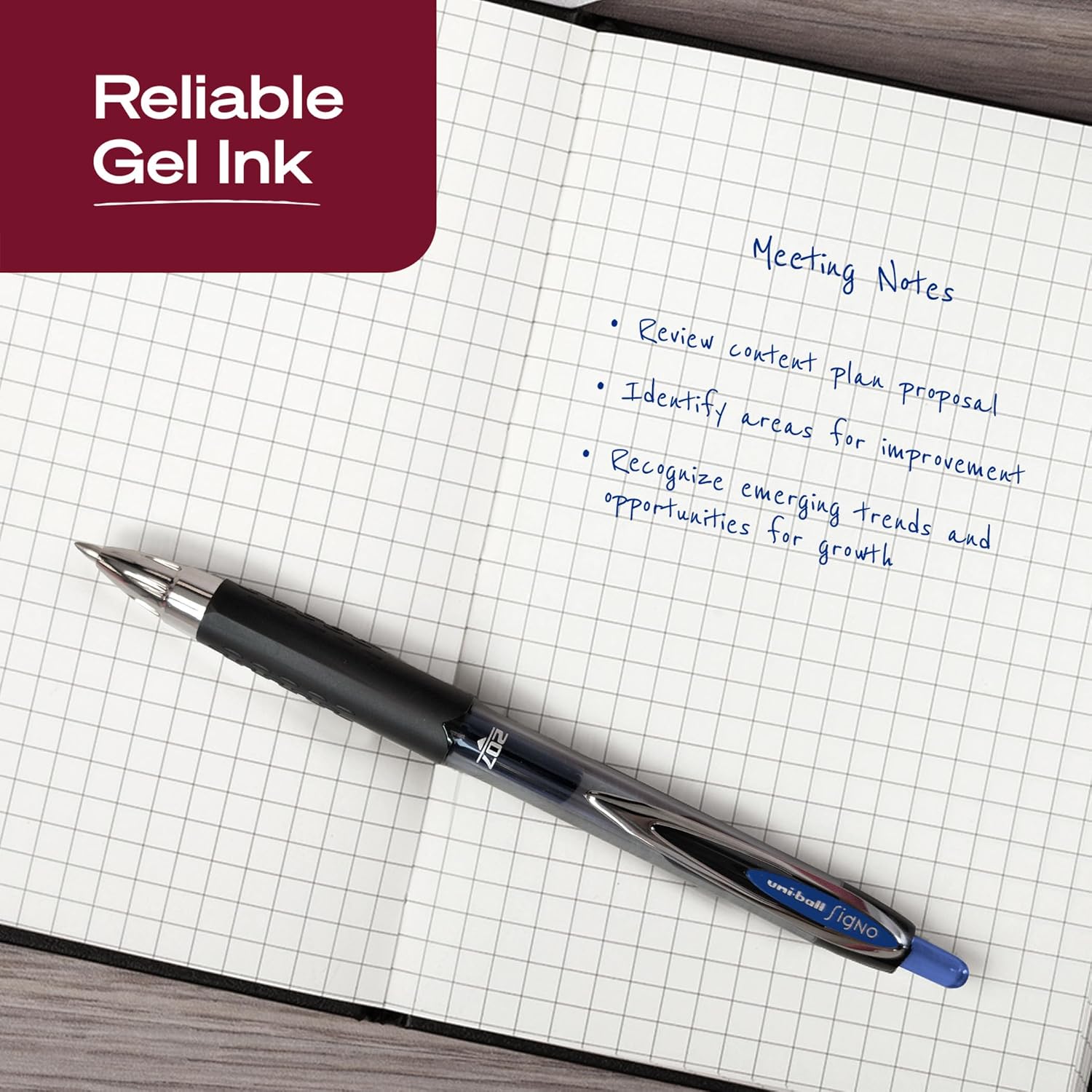 uniball™ 207 Gel Pens, Black Ink, 0.7mm Medium Point, Retractable, 12 Count | Smooth Writing, Fraud-Resistant, uni Super Ink™