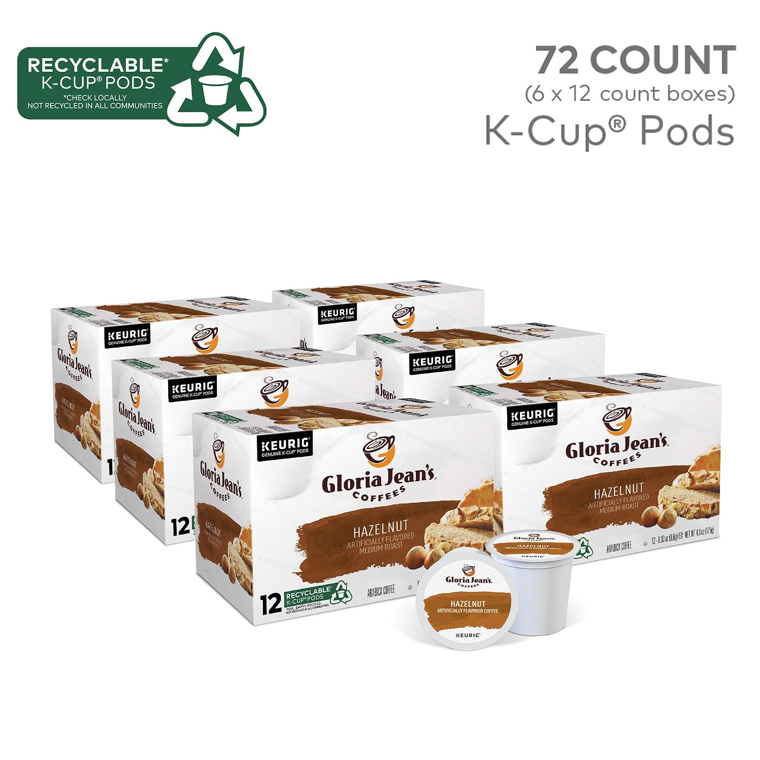 Gloria Jean's Coffees Butter Toffee, Single-Serve Keurig K-Cup Pods, Flavored Medium Roast Coffee, 96 Count