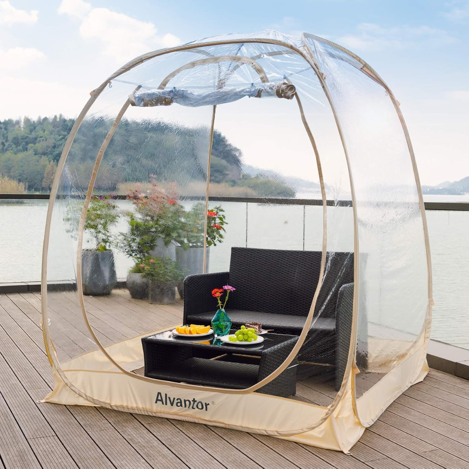 Alvantor® Pop Up Bubble Tent® - 6’ x 6’ Instant Igloo Tent® - 2-3 Person Screen House for Patios - Large Oversize Weather Proof Pod - Cold