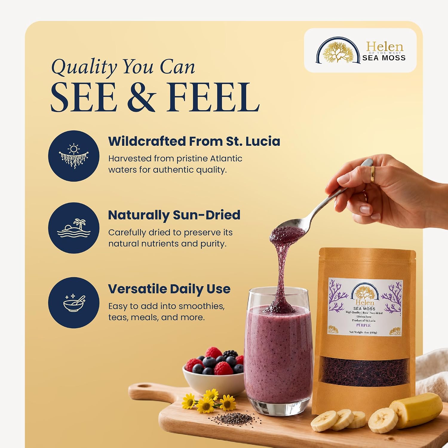Wildcrafted Sea Moss | Gold - Purple - Green - Mixed | 100% Natural Irish Moss from St.Lucia | Mineral-Rich Superfood | 8oz Sun-Dried Moss | NO