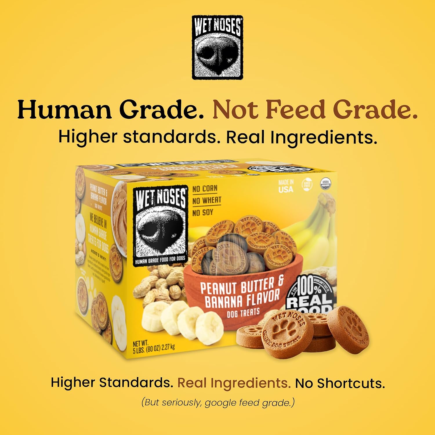 Wet Noses Organic Crunchy Dog Treats – All-Natural, Human-Grade, Non-GMO, Healthy Training & Delicious Snacks for Dogs