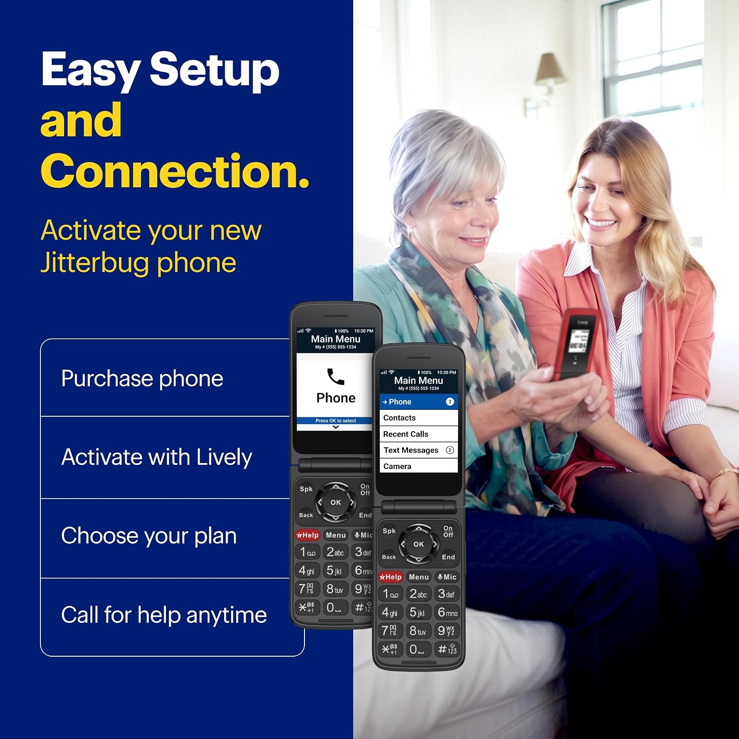 LIVELY Jitterbug Flip Cell Phone for Seniors, Flip2, Red