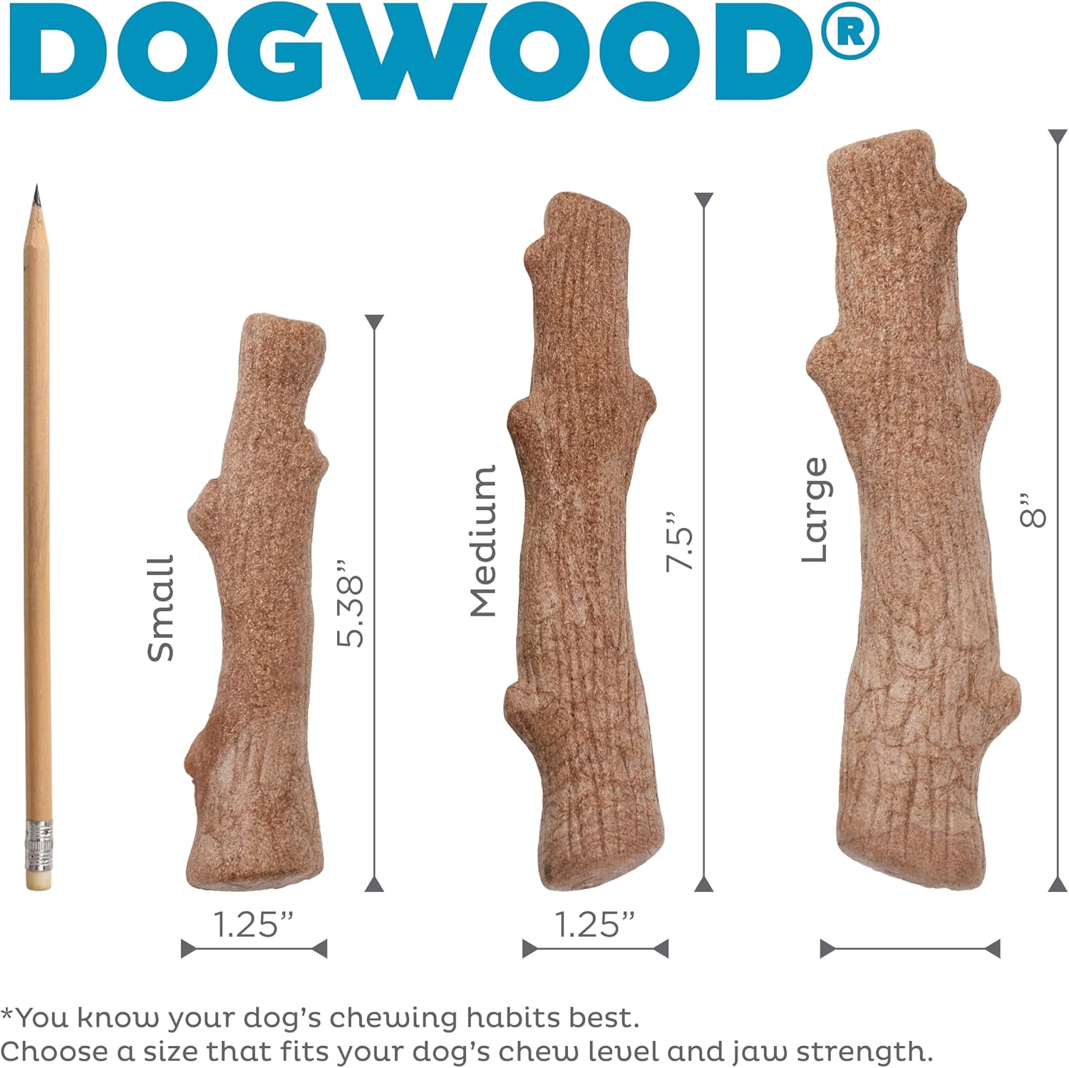 Outward Hound Puppy 2-Pack Dog Chew Toys – Real-Wood Blend Dogwood & Chewy TPE, Moderate Chewers, Small, 5.3"