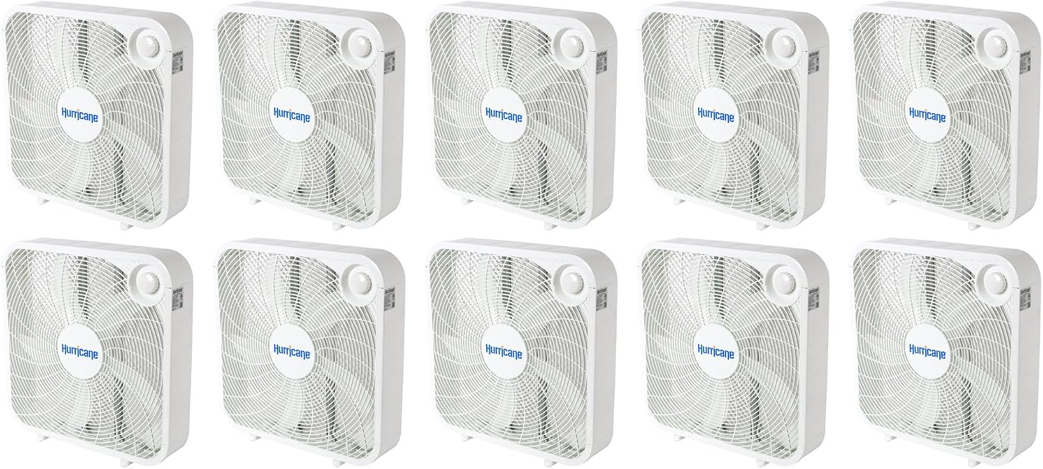 Hurricane Classic Floor Box Fan with 3 Speed Settings, White - 20in | Corded Portable Electric Air Cooling Unit w/ Powerful 2400 CFM Airflow for Home, Garage, Office, Bedroom & Basement