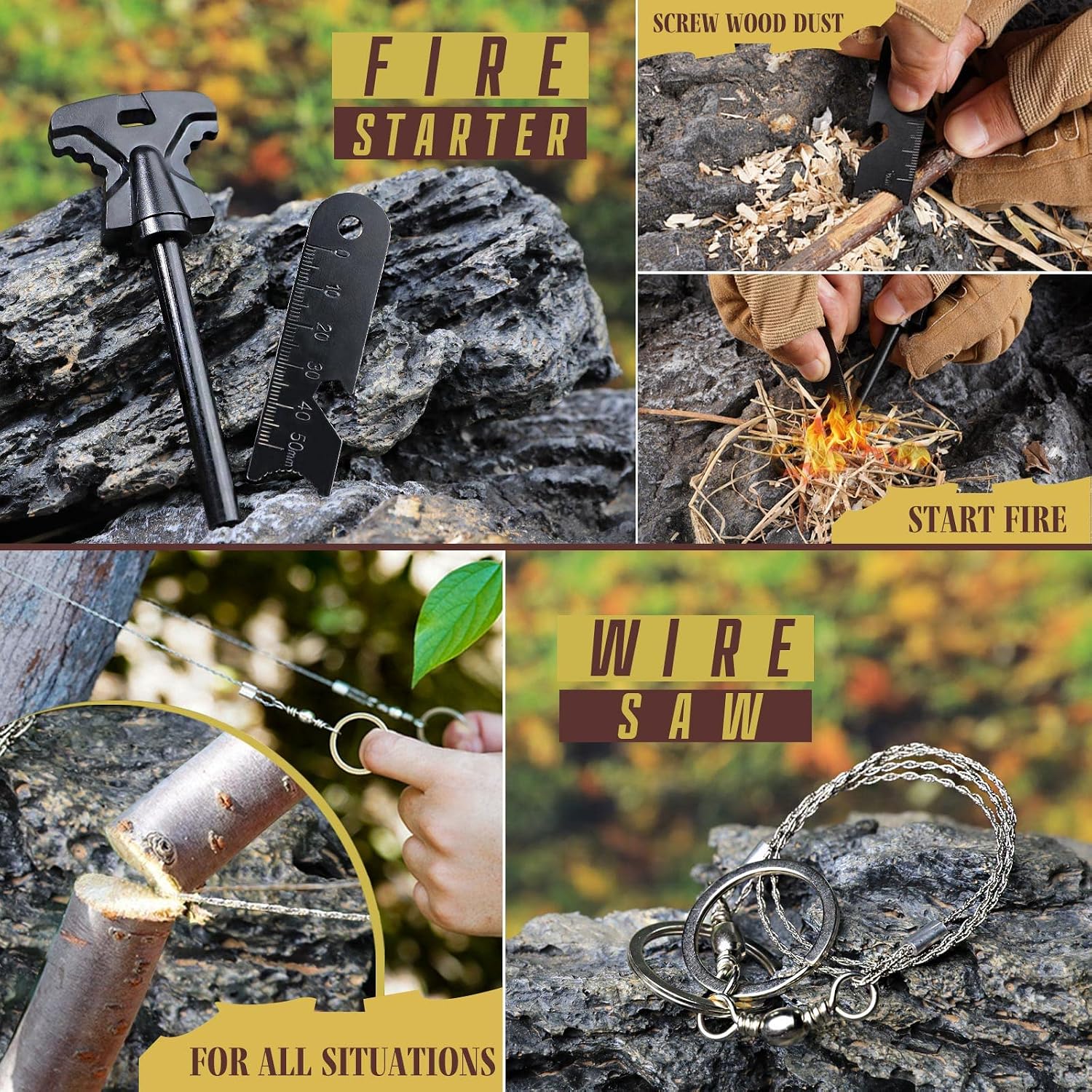 Survival Kit 14 in 1, Gifts for Men Dad Husband, Emergency Survival Gear and Equipment, Anniversary Birthday Gifts for Him Boyfriend, Hunting Fishing Camping Accessories