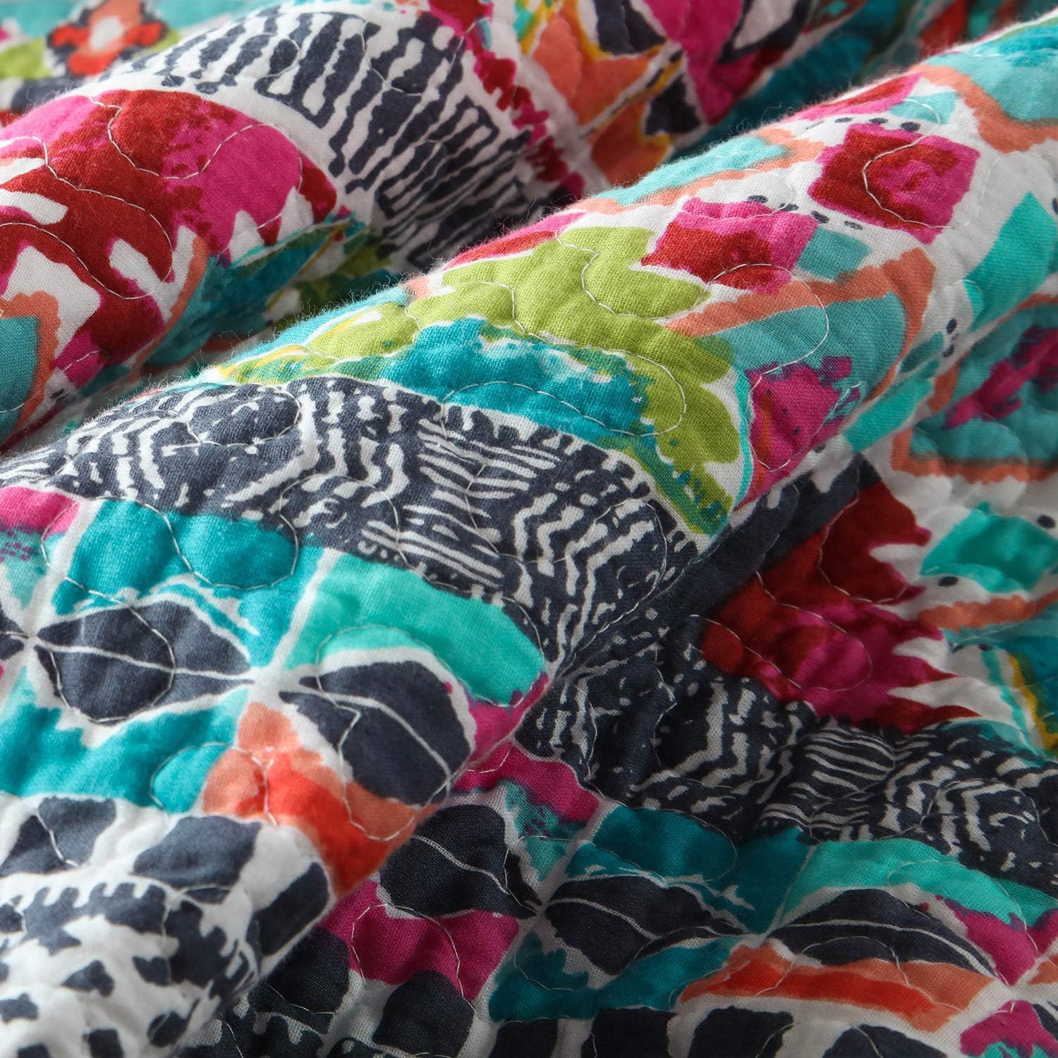 Striped Jacquard Style Cotton 3-Piece Patchwork Bedspread Quilt Sets, Queen Size