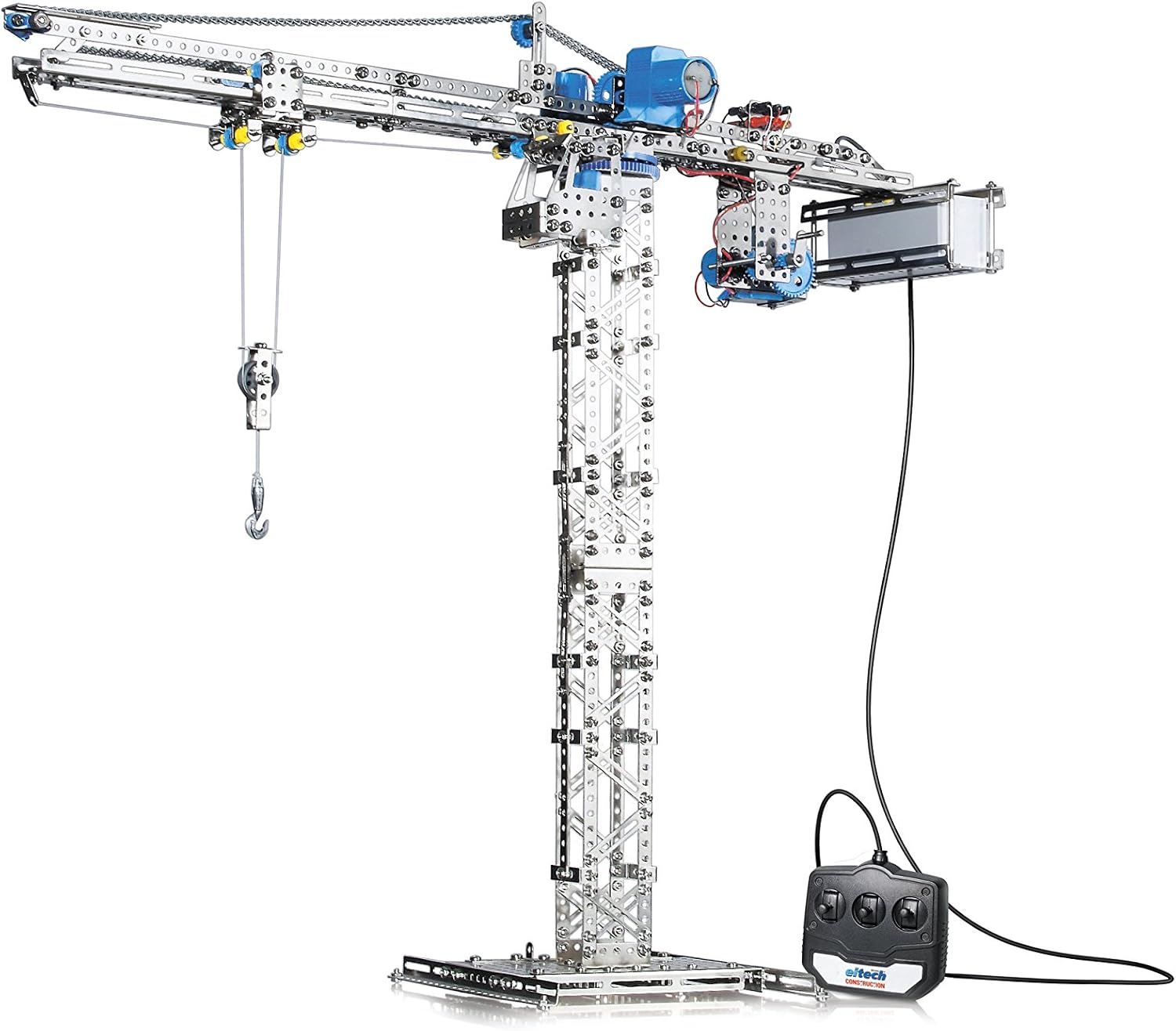 Eitech Exclusive Series Deluxe Motorized Crane Construction Kit, Intro to Engineering and STEM Learning, Steel