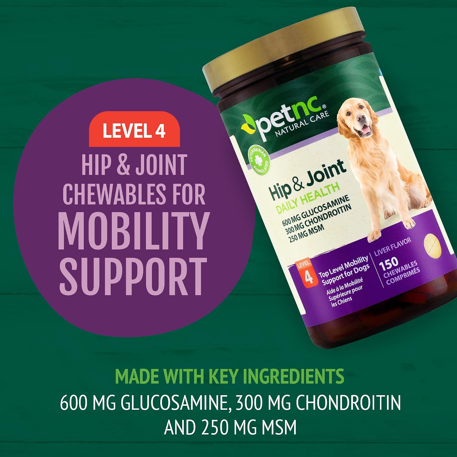 PetNC Natural Care Hip and Joint Soft Chews for Dogs, 90 Count - 27591 | Glucosamine Chondroitin MSM Dog Chews with Hyaluronic Acid, Liver Flavored Bone & Joint Support Supplement, For All Breeds