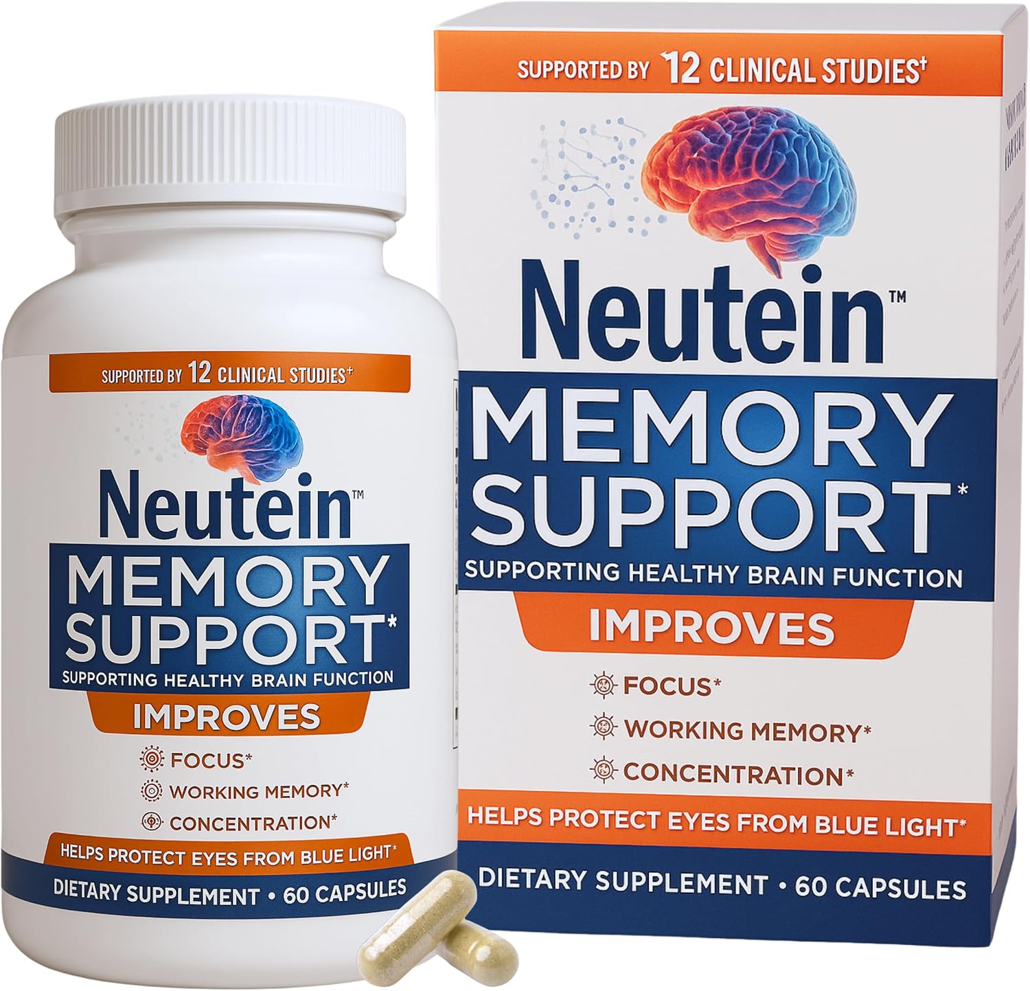 Brain Supplements for Memory and Focus (60 Capsules) | Brain Health Supplements for Adults & Seniors - Plant-Based Brain Booster for Mental Clarity & Brain Fog, Made in USA