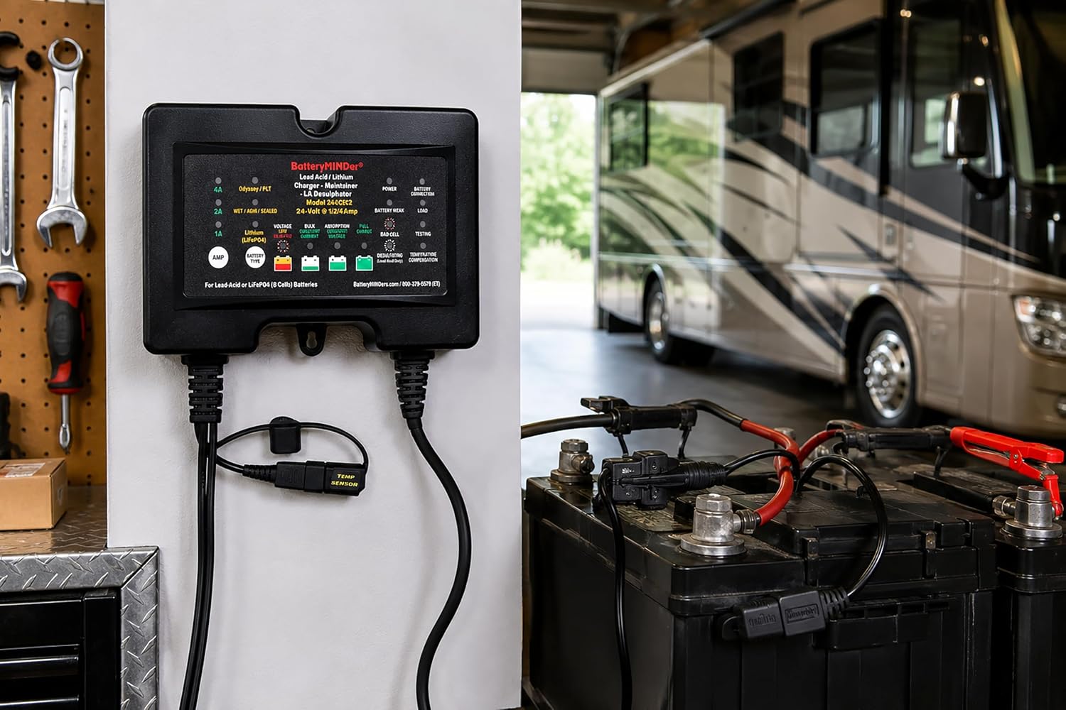 244CEC2: 24V- 1/2/4 AMP Smart Trickle Charger, Lithium (LiFePO4) Battery Maintainer, and Battery Desulfator - Designed for Trucks, Boats, RV
