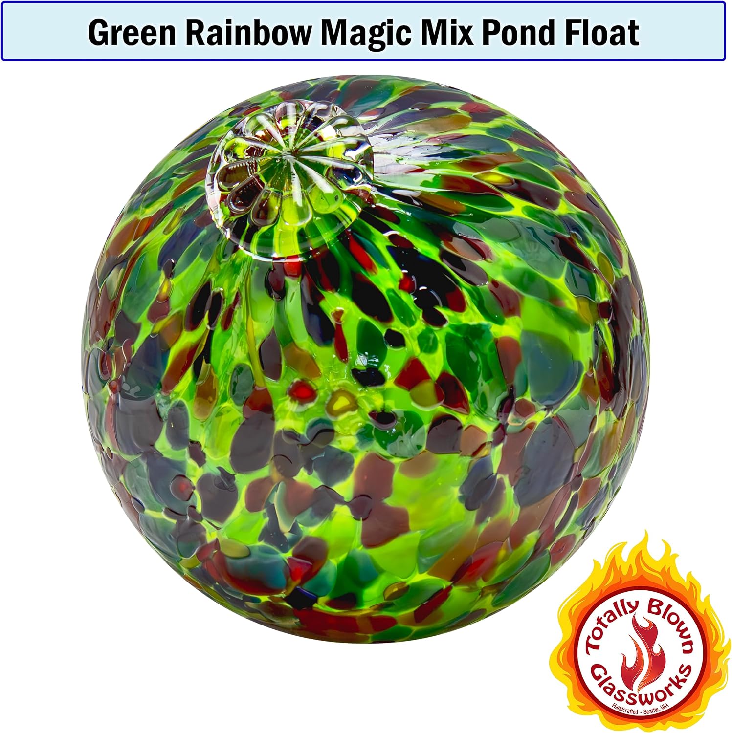 Totally Blown Glassworks Pond Float. Handmade Blown Glass, Garden Gazing Ball, Table Centerpiece