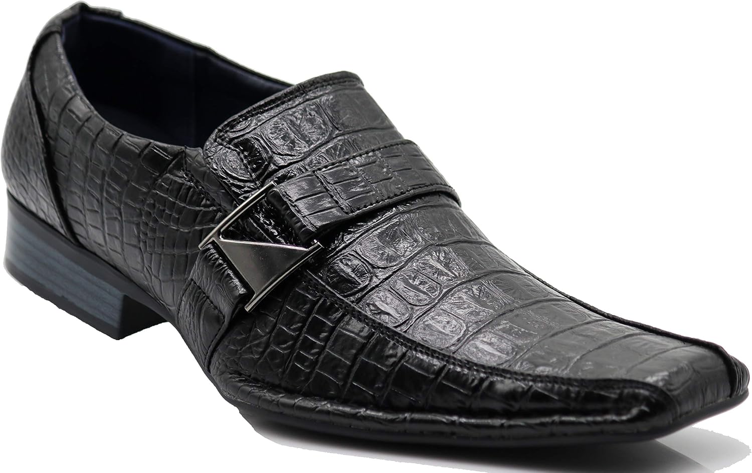 Enzo Romeo Santcro Men's Dress Crocodile Print Loafers Elastic Slip on with Buckle Fashion Shoes Runs Half Size Big