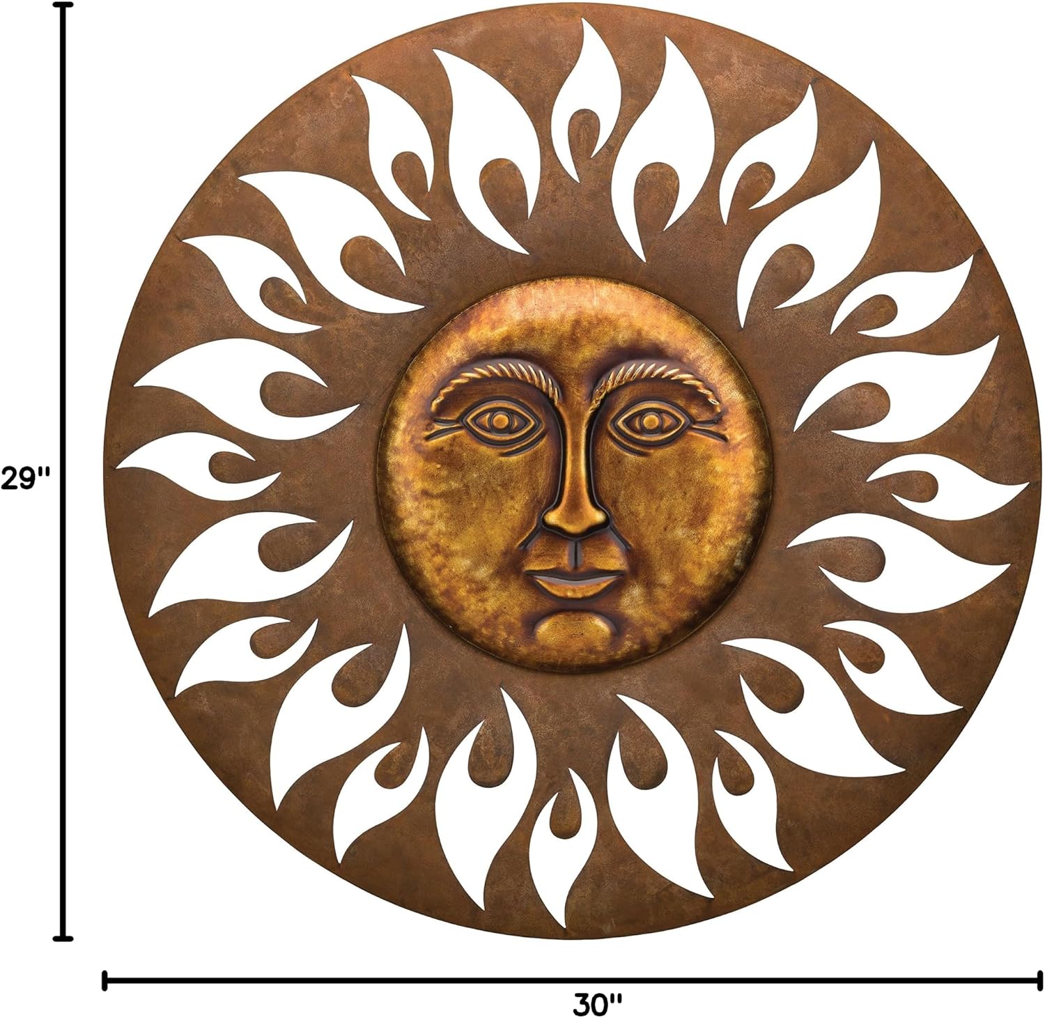 Regal Art & Gift Handcrafted Metal Sun Wall Decor, Rustic Sunburst Wall Art | Copper Patina, 40 in, Metal, Rust-Resistant Sunburst Sculpture, Eye-Catching Accent for Patio, Garden & Home