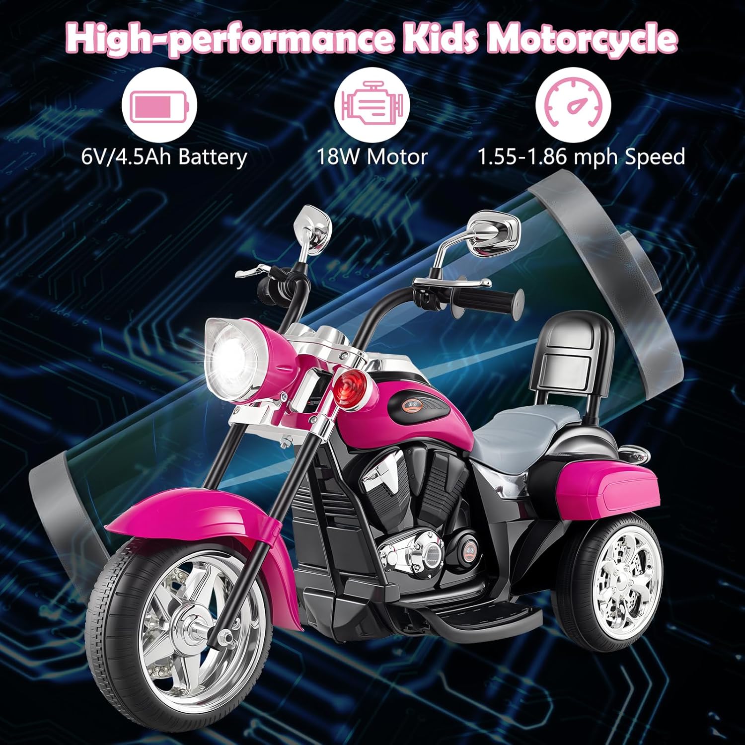 Costzon 6V Ride on Chopper Kids Motorcycle with Horn, Headlight (Red)