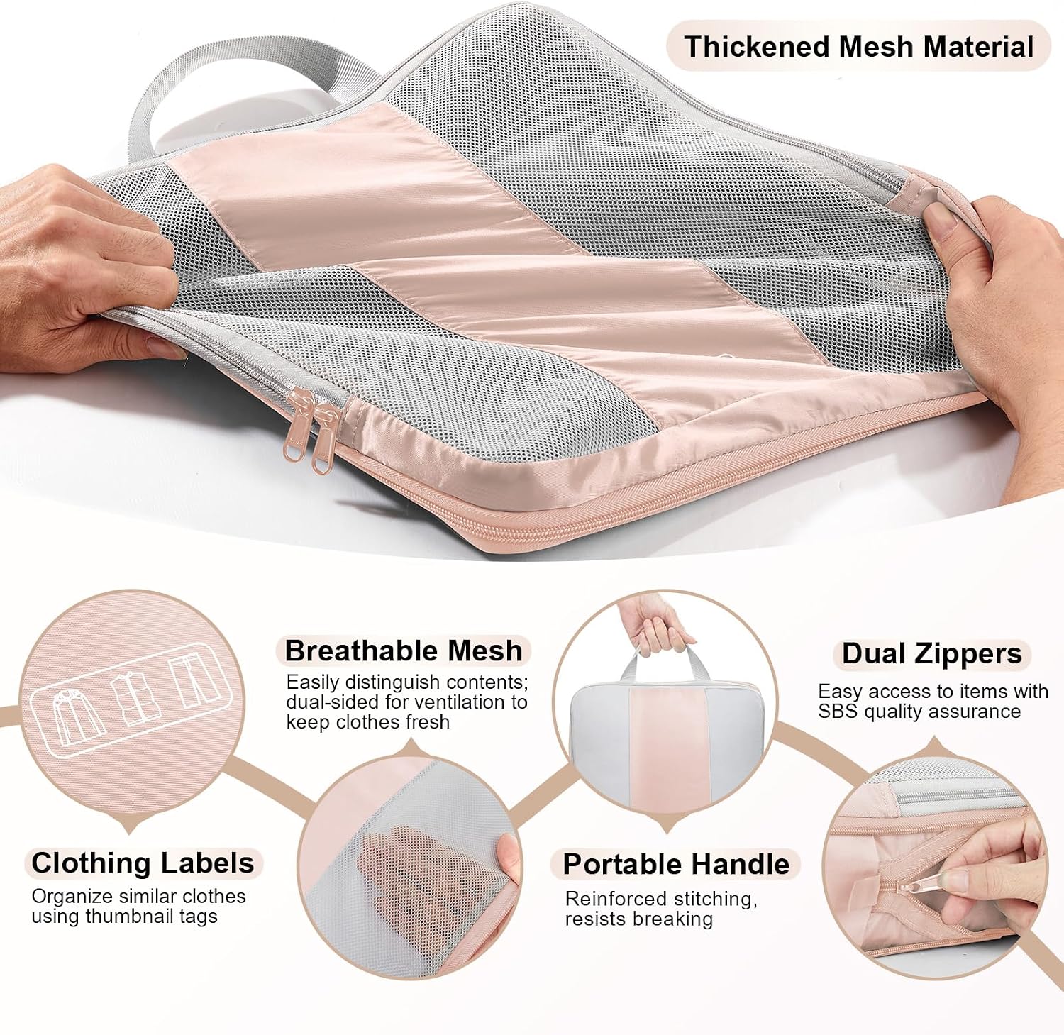 OlarHike 10 Set Compression Packing Cubes for Travel Essentials,Compressible Expandable Space Saver Bags for Organizing Clothes,Luggage Suitcase Garment Bags with Over 1000 pcs Mesh Holes(Black)