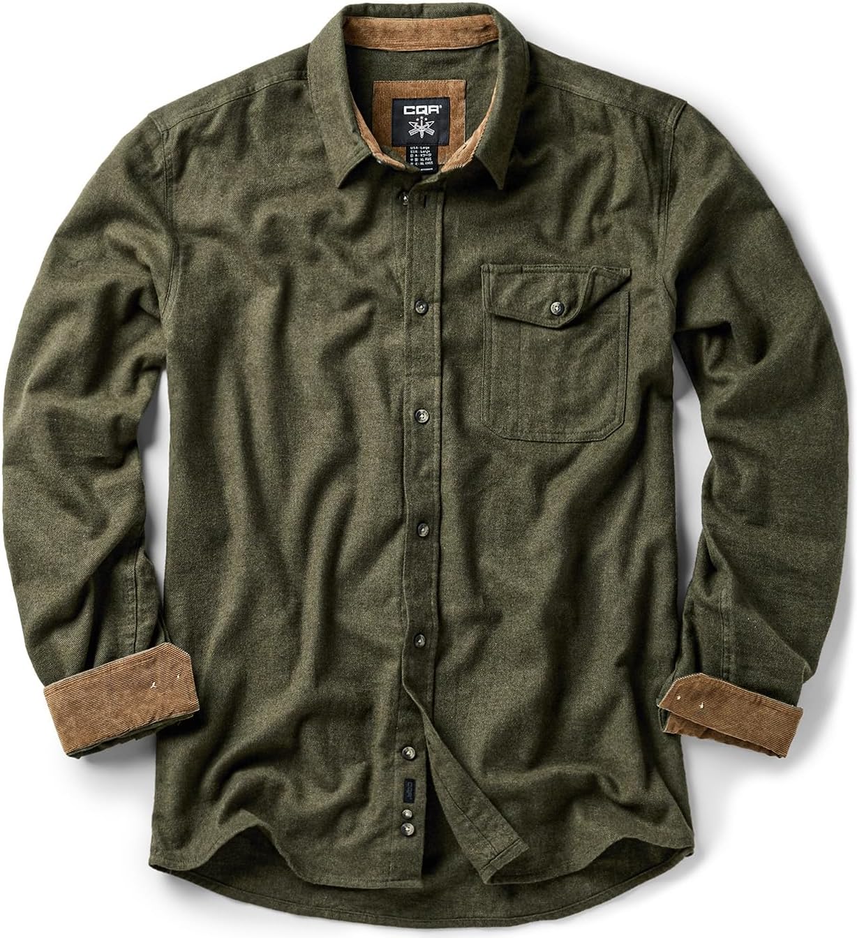 CQR Men's 100% All Cotton Button Down Flannel Shirts, Long Sleeve Brushed Warm Soft Casual Outdoor Plaid Shirt