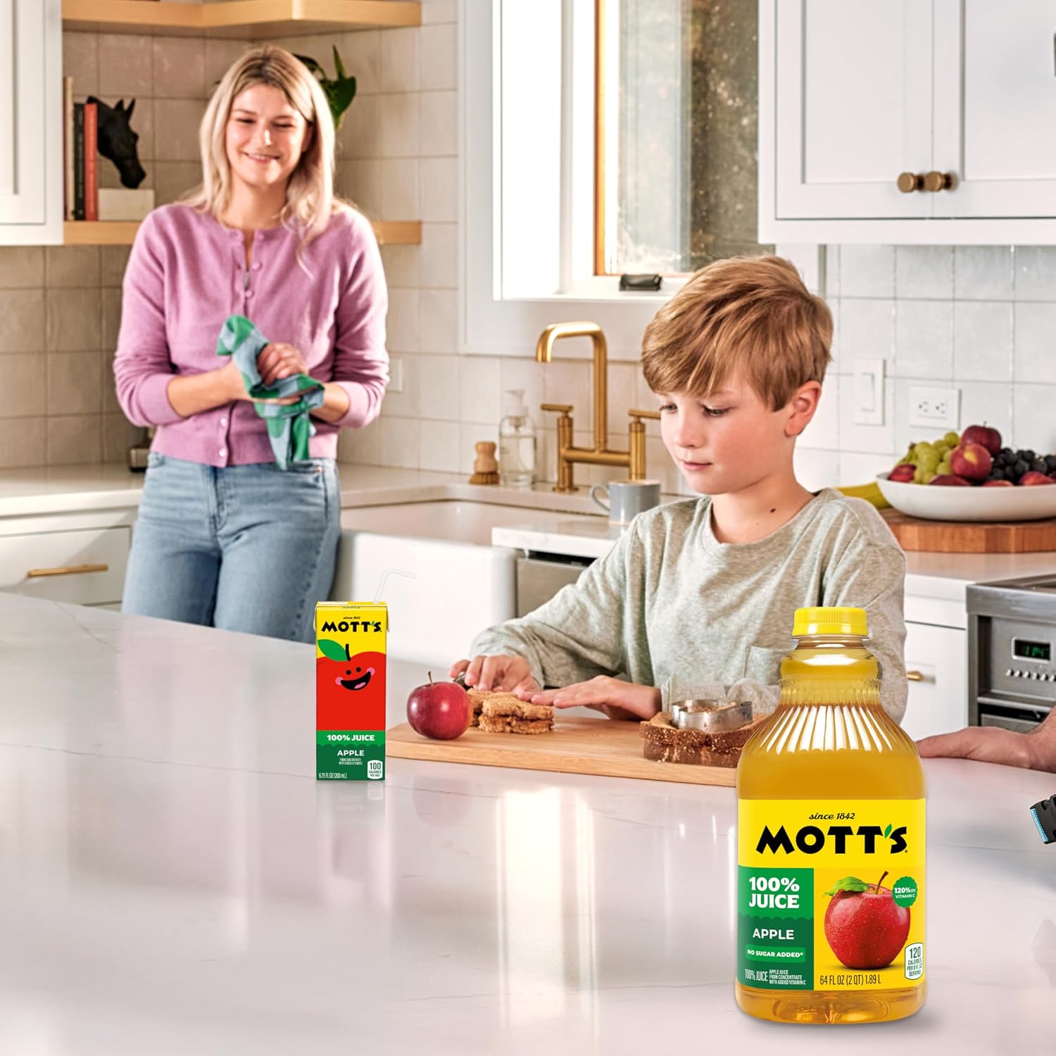 Mott's 100% Original Apple Juice, 64 Fl Oz Bottle (Pack Of 8), 2 Servings Of Fruit Per Cup, 100% Fruit Juice, Gluten-free, Caffeine-free, Kosher, And Contains No Artificial Colors Or Sweeteners