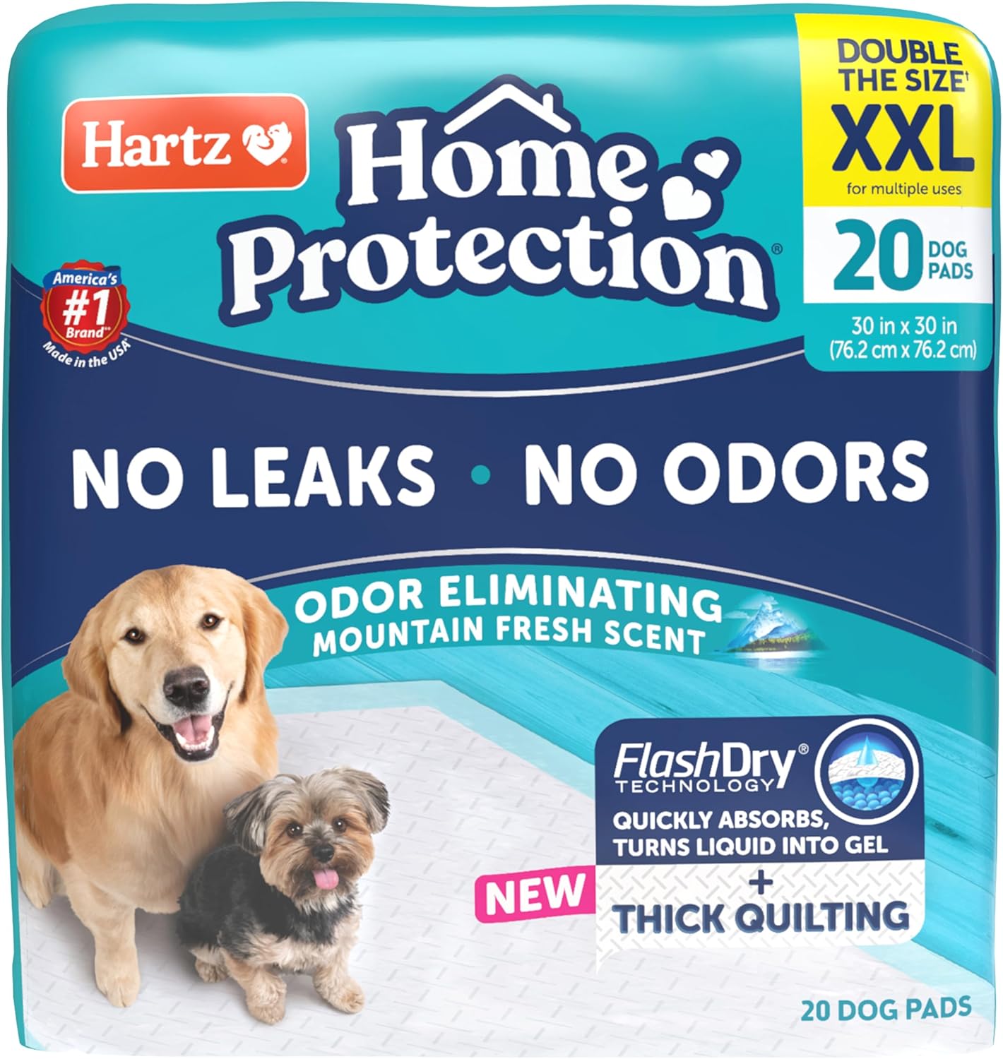 Hartz Home Protection Super Absorbent Odor Eliminating Lavender Scented No Leak Dog Pads, XXL 20 count