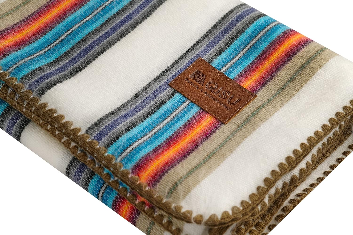 QISU Alpaca Wool Blanket Throw | Large, Beautiful, Warm, Variegated | 85 x 65 inches | Ultra-Soft, Hypoallergenic and Breathable | Non-Itchy or Scratchy Fabric (Green Variegated)