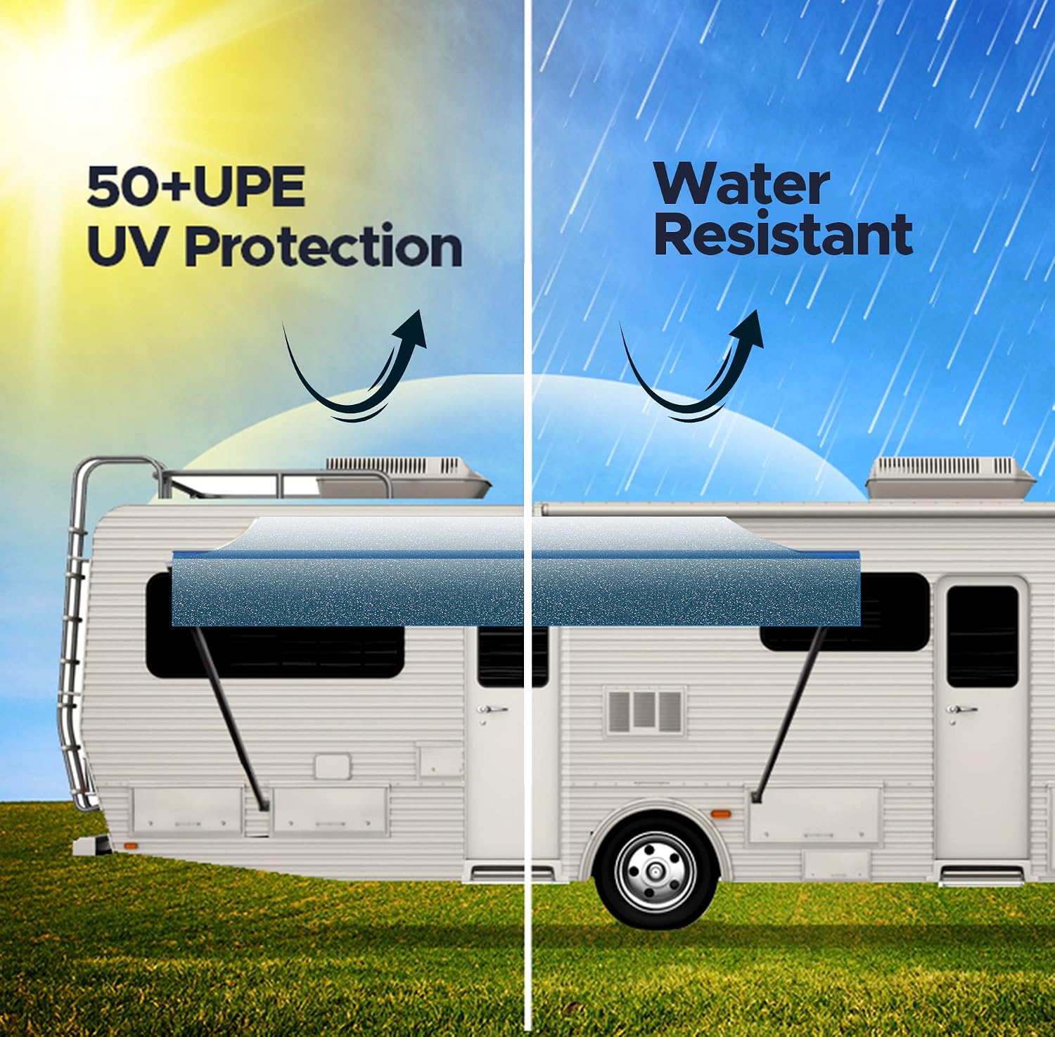 SunWave Premium Vinyl RV Canopy | Awning Fabric Replacement (20', Grey Fade)
