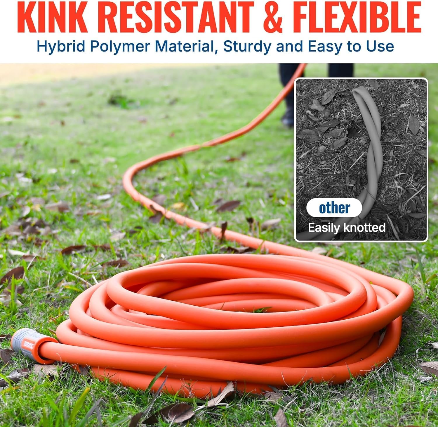 YAMATIC Flexible Garden Hose 5/8" x 50ft, 360° Swivel Handle, Burst 600 PSI