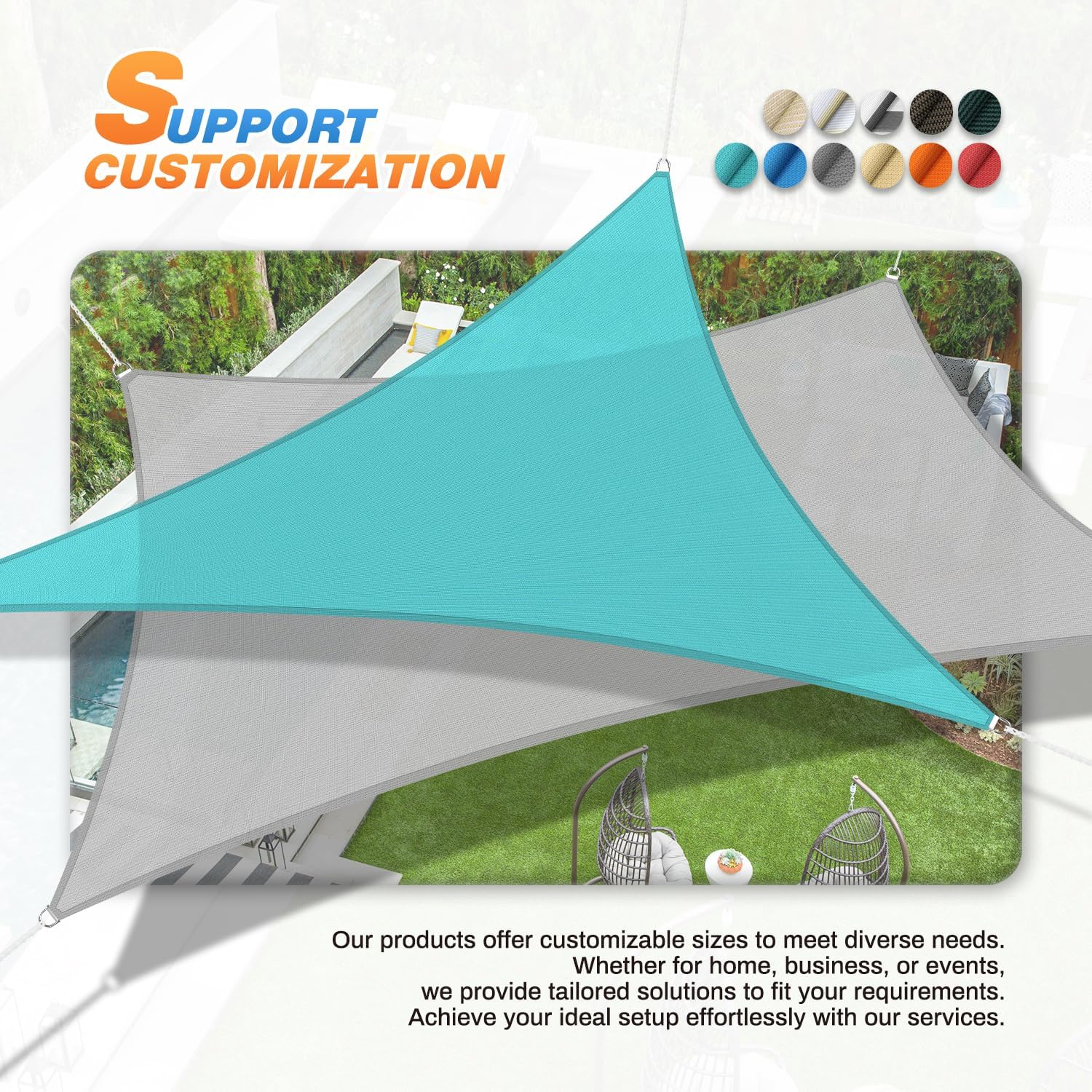 TANG 20' x 20' Sun Shade Sail Rectangle Outdoor Canopy UV Block Sunshades for Patio, Square Shade Cloth for Backyard Porch Deck Garden Pergola Cover