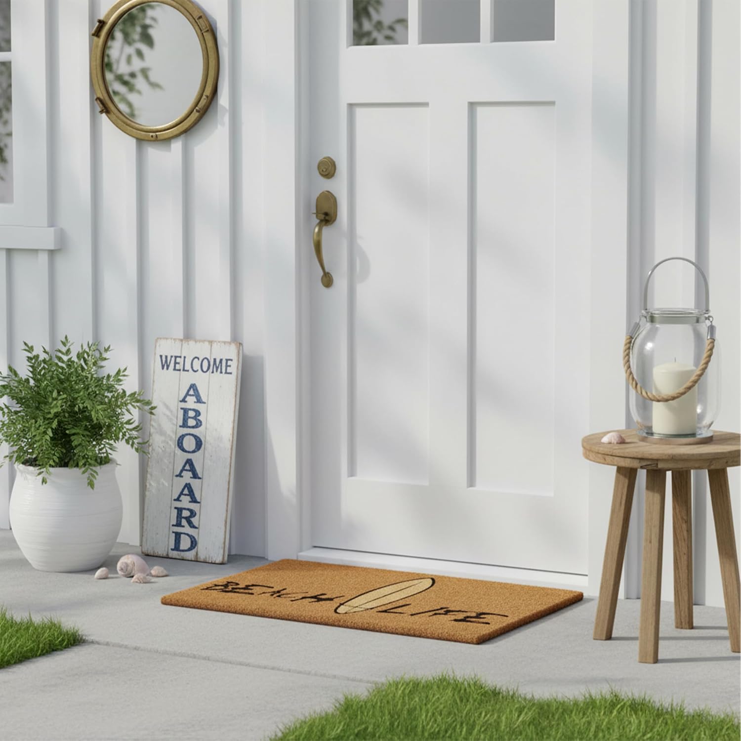 callowaymills 102331729 Beach Life Doormat, 17" x 29", Natural, Black