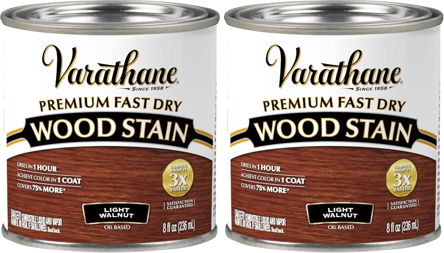 Varathane Premium Fast Dry Weathered Gray Wood Stain | Oil-Based, 1 Coat Color, 1 Hour Dry Time, Interior Wood Stain, Furniture, Cabinets, Doors, Covers Up to 275 Sq Ft, Quart