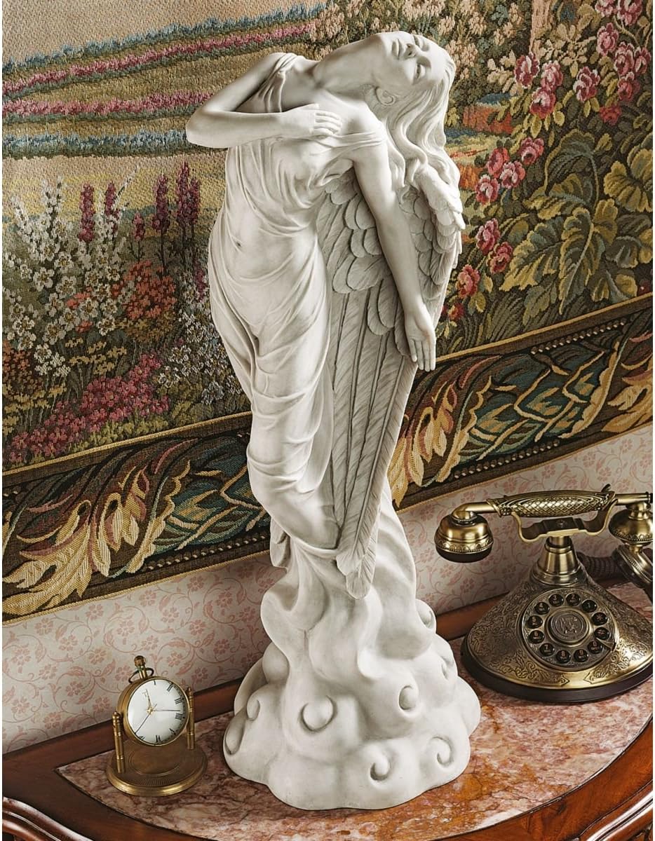 Design Toscano Remembrance and Redemption Angel Religious Indoor/Outdoor Garden Statue, From Base to Top of the Wings Nearly 3 feet tall! Tall, Cast Stone Resin, Antique Stone Finish