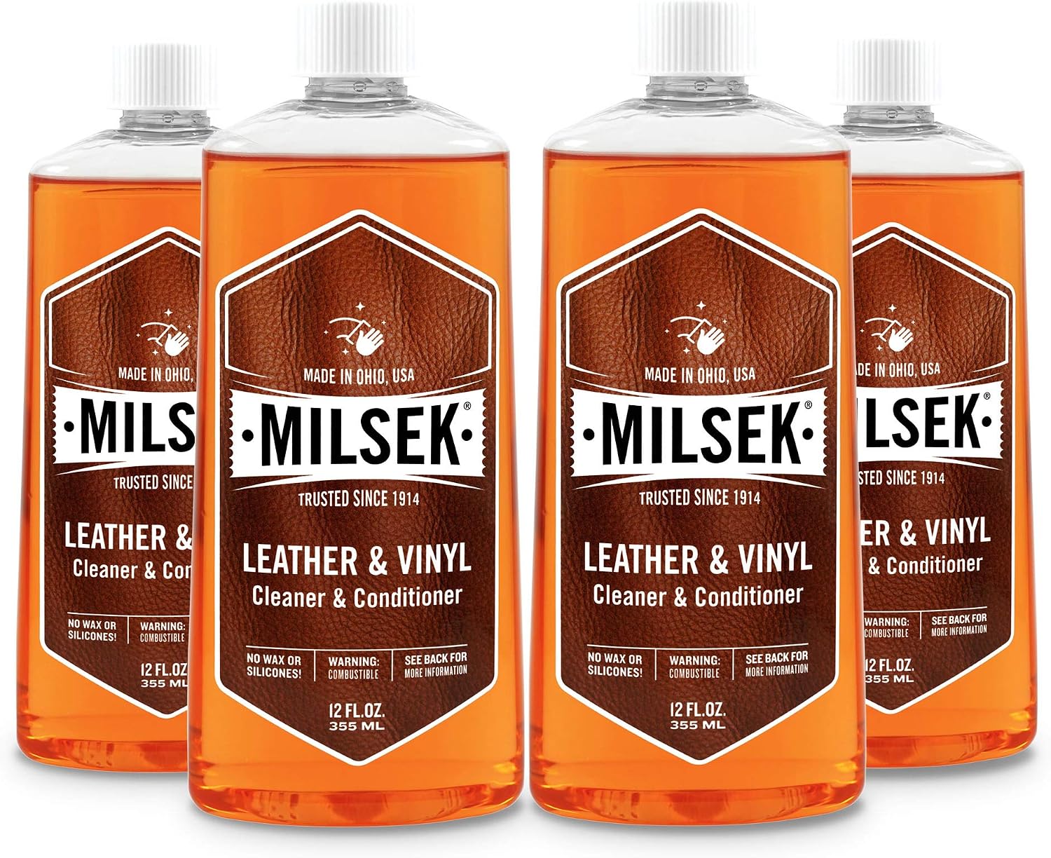 Milsek Leather & Vinyl Cleaner & Conditioner - Cleaning Supplies for Leather Home Furnitures, Couch, Automotive Interior, Shoes, Bags - 12 Fl Oz (Pack of 1) | Cleans, conditions, and helps protect leather and vinyl surfaces for long-lasting appearance an…