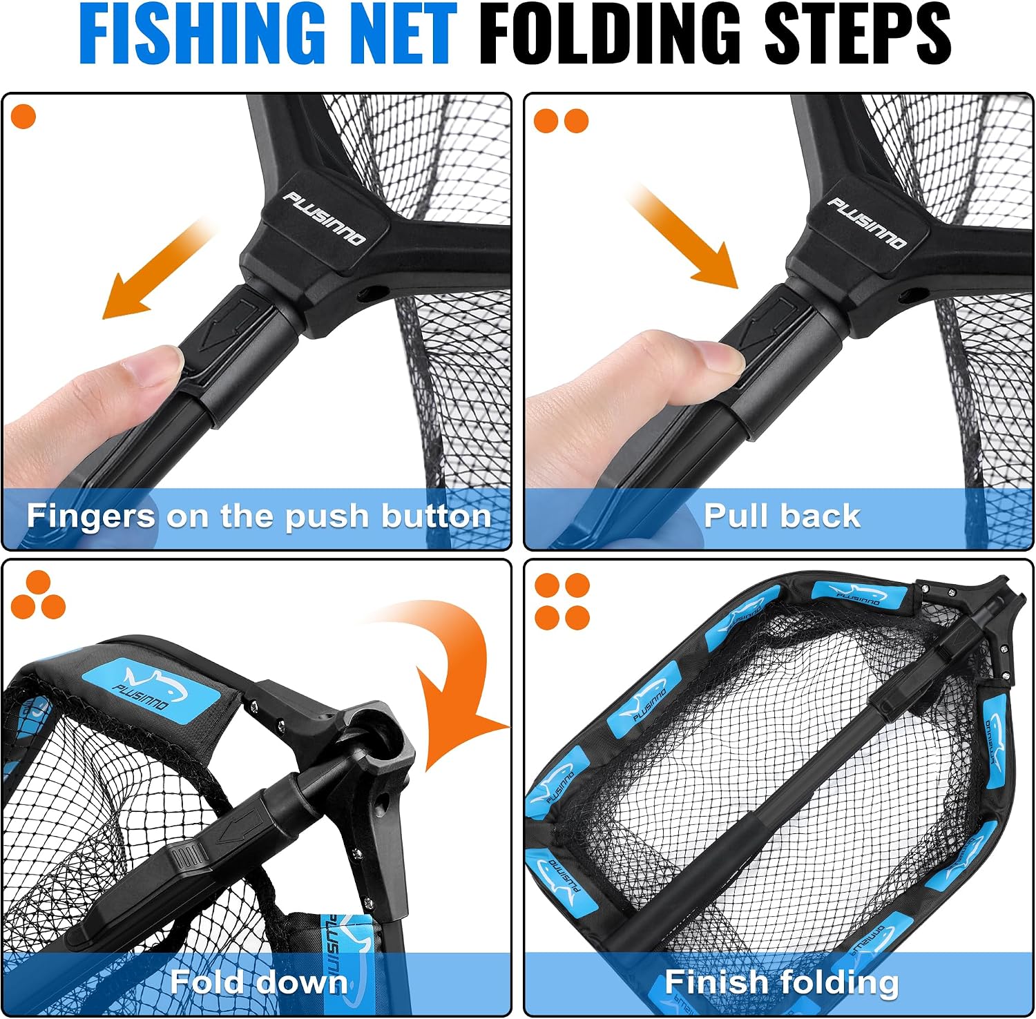 PLUSINNO Floating Fishing Net for Steelhead, Salmon, Fly, Kayak, Catfish, Bass, Trout Fishing