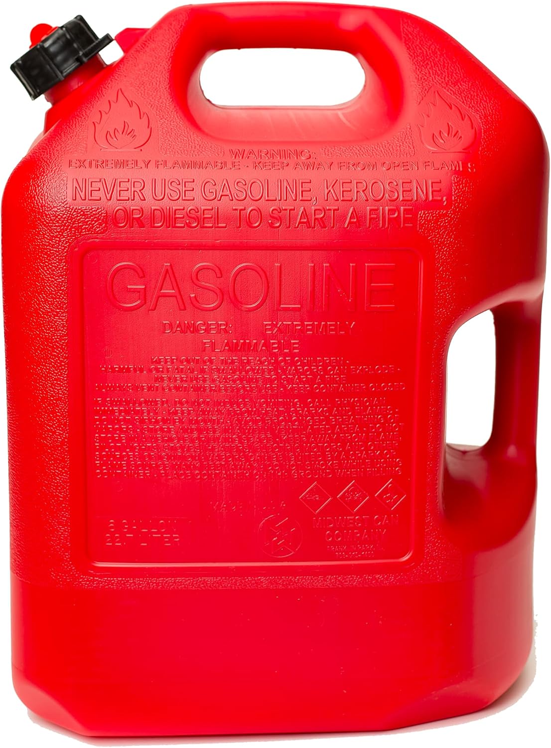 Midwest Can 6610 Safe-Flo Auto Shut Off 6 Gallon Gas Can – Durable Fuel Containers with FlameShield Safety System & Quick-Flow Spout - Red - 4 Pack