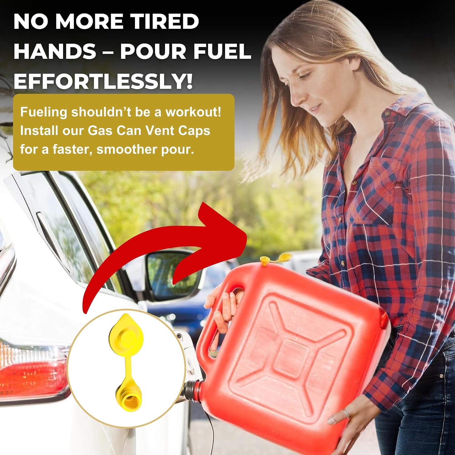 4 - Yellow Fuel Gas Can Jug Vent Cap Blitz Wedco Scepter Essence Midwest Eagle