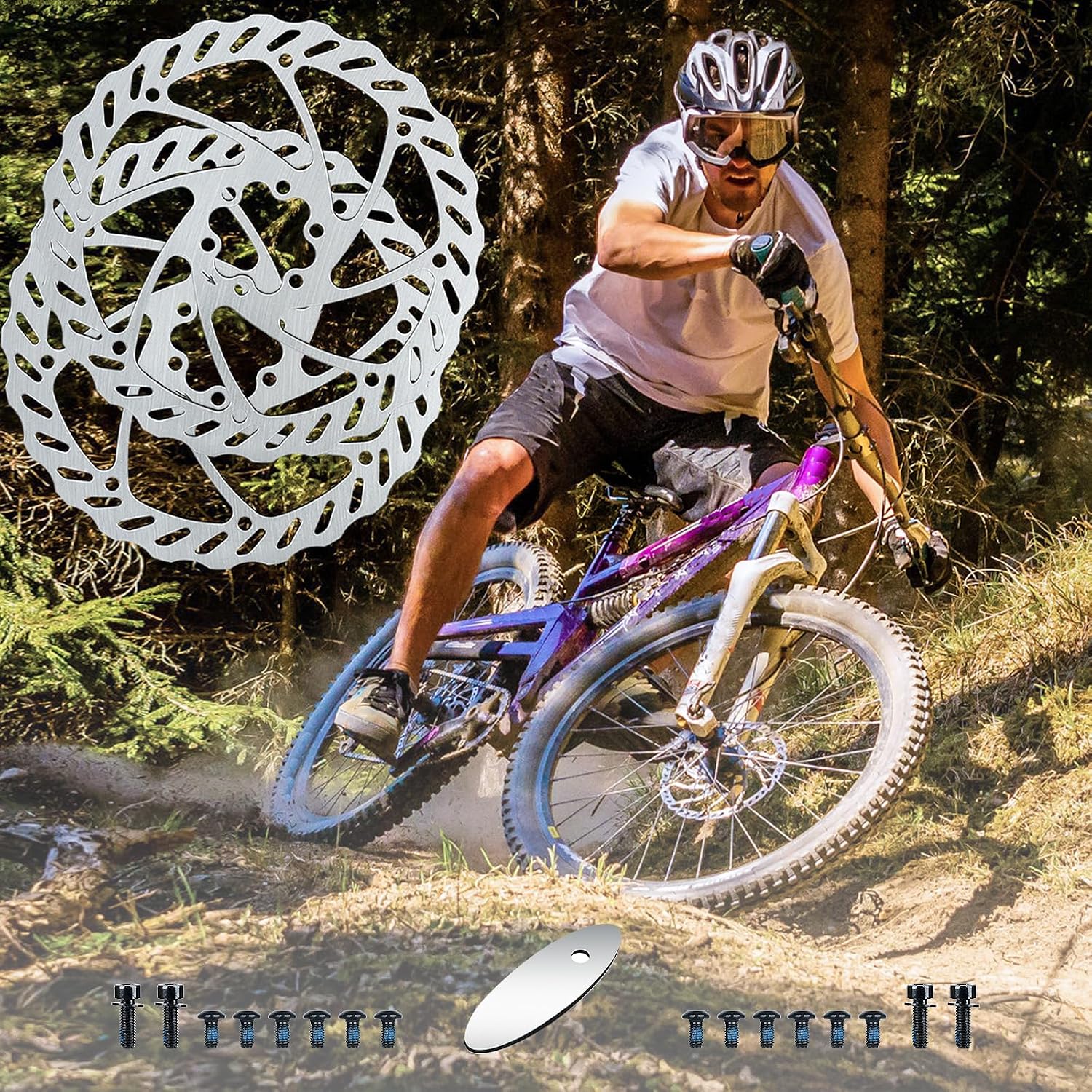 Bike Disc Brake Rotor Kit, 180mm Disc Brakes Rotors with 12 Bolts l.It fit in Many Brands of Disc Brake Caliper and Match for MTB, Road Bike, E-Bike
