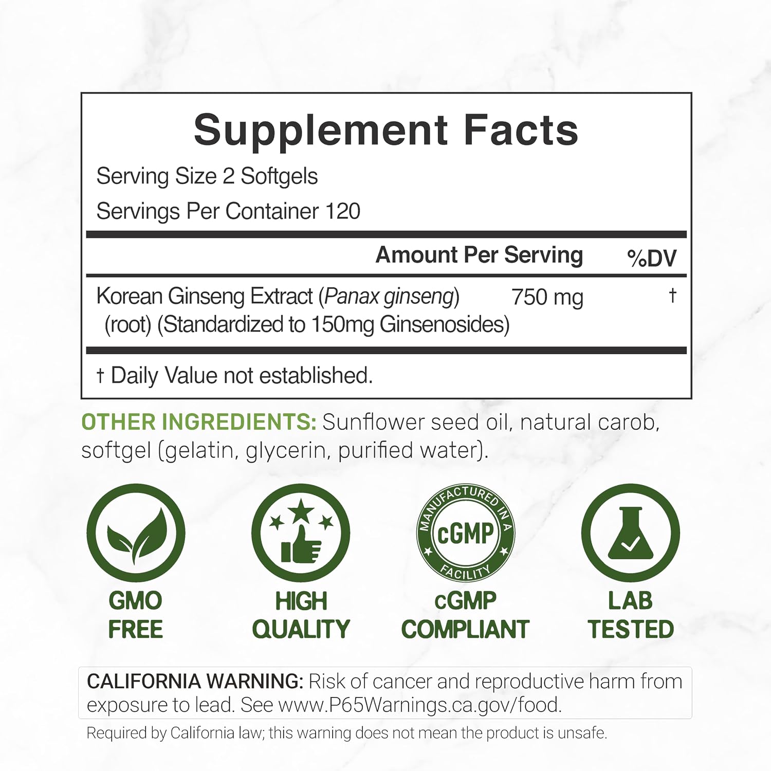 DEAL SUPPLEMENT Korean Red Panax Ginseng Root Extract, 240 Softgels