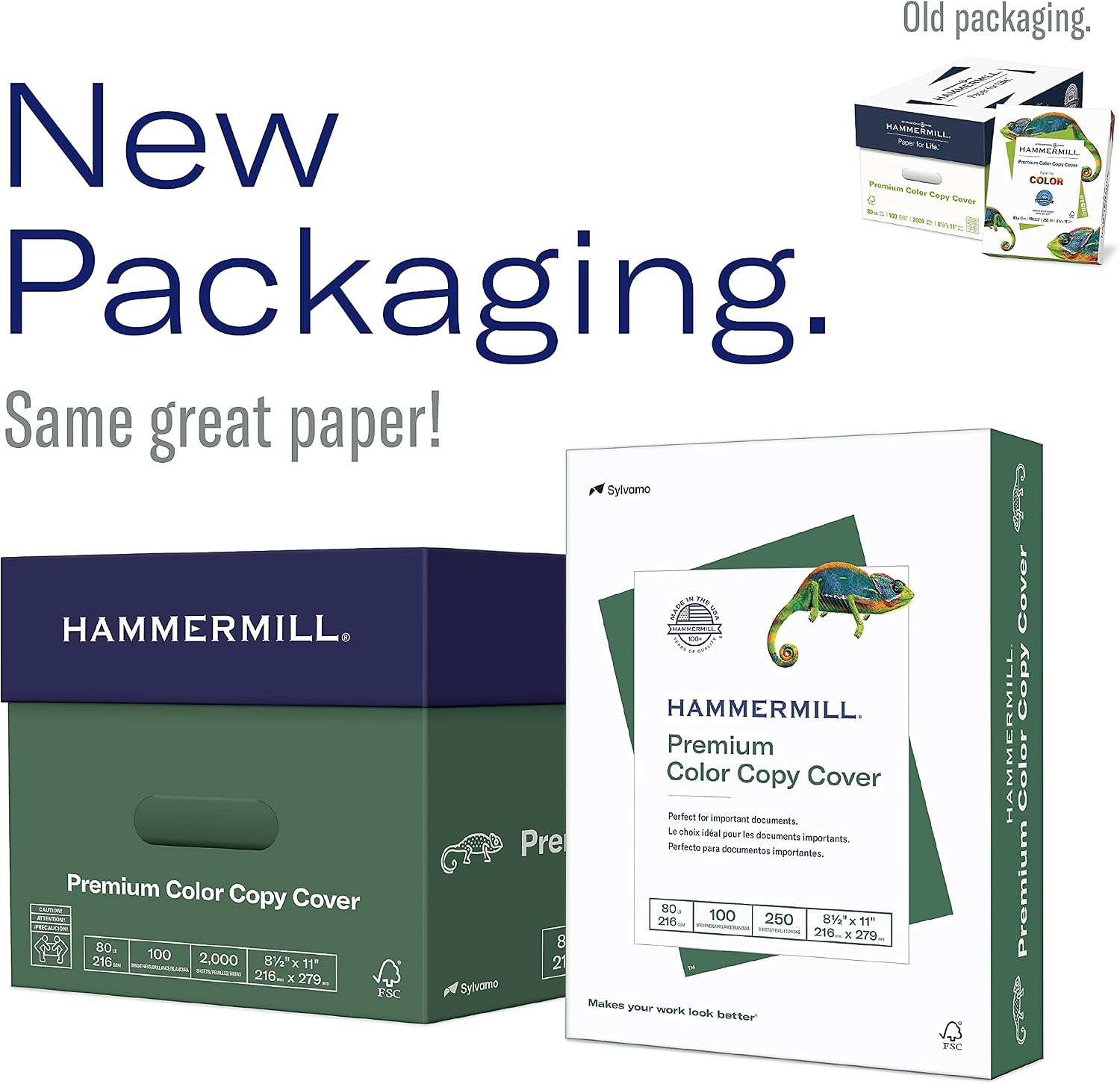 Hammermill Cardstock, Premium Color Copy, 80 lb, 8.5 x 11 - 1 Pack (250 Sheets) - 100 Bright, Made in the USA Card Stock, 120023R, White