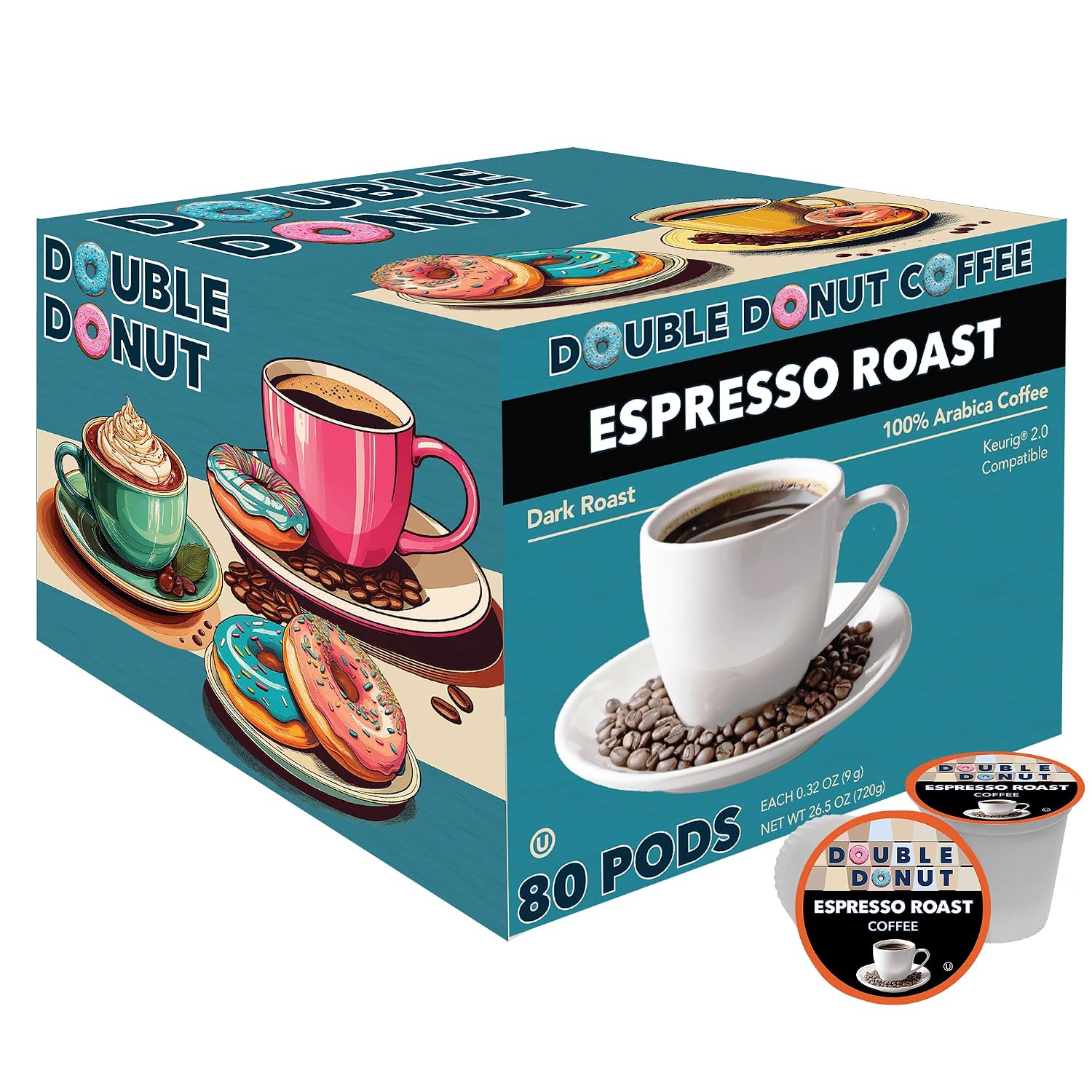 Double Donut Coffee Breakfast Blend Coffee Pods, Light Roast Coffee in Recyclable Single-Serve Pods for Keurig K Cups Brewer Machines, 80 Count Bulk Pack, original version