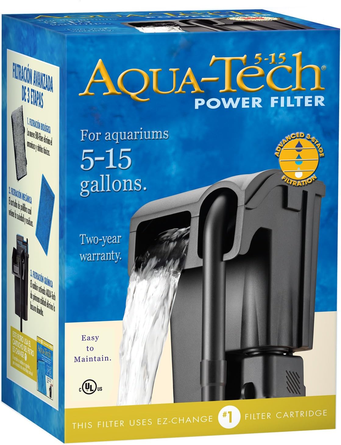 Aqua-Tech Ultra Quiet Power Filter, For Aquariums 20-40 Gallons