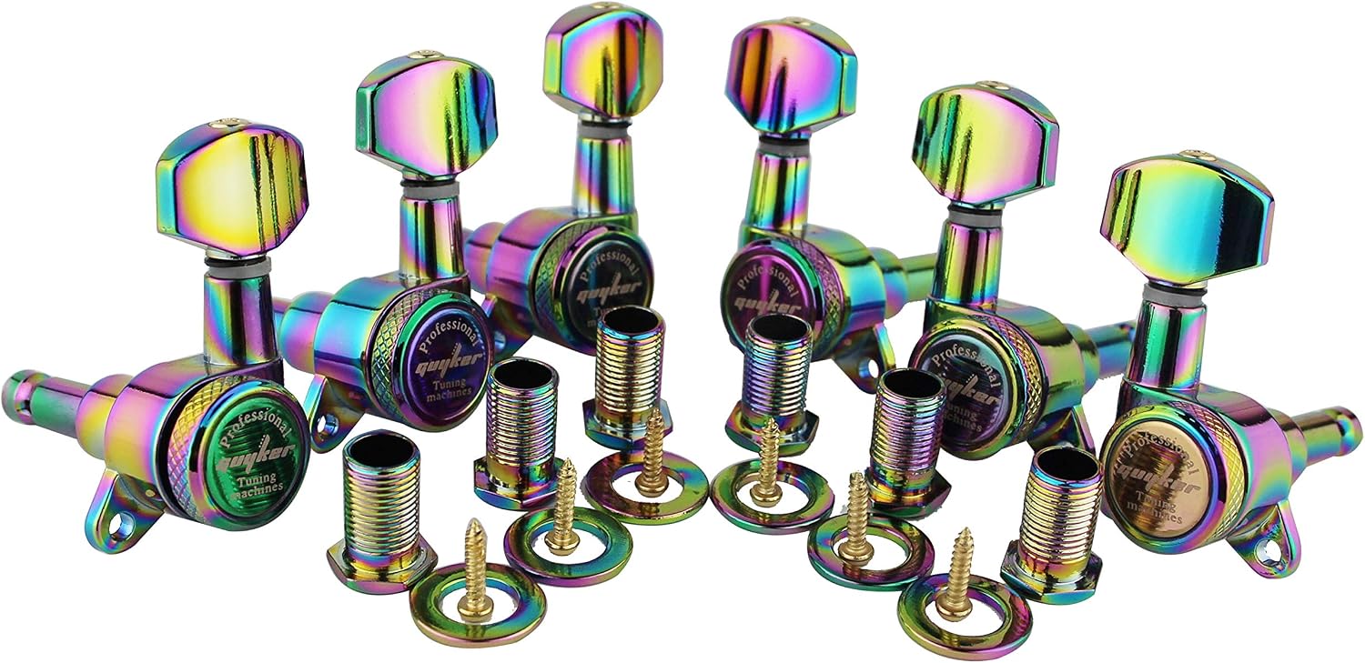 Guyker Guitar Locking Tuners (6 for Right) - 1:18 Lock String Tuning Key Pegs Machine Head with Hexagonal Handle Replacement for ST TL SG LP Style