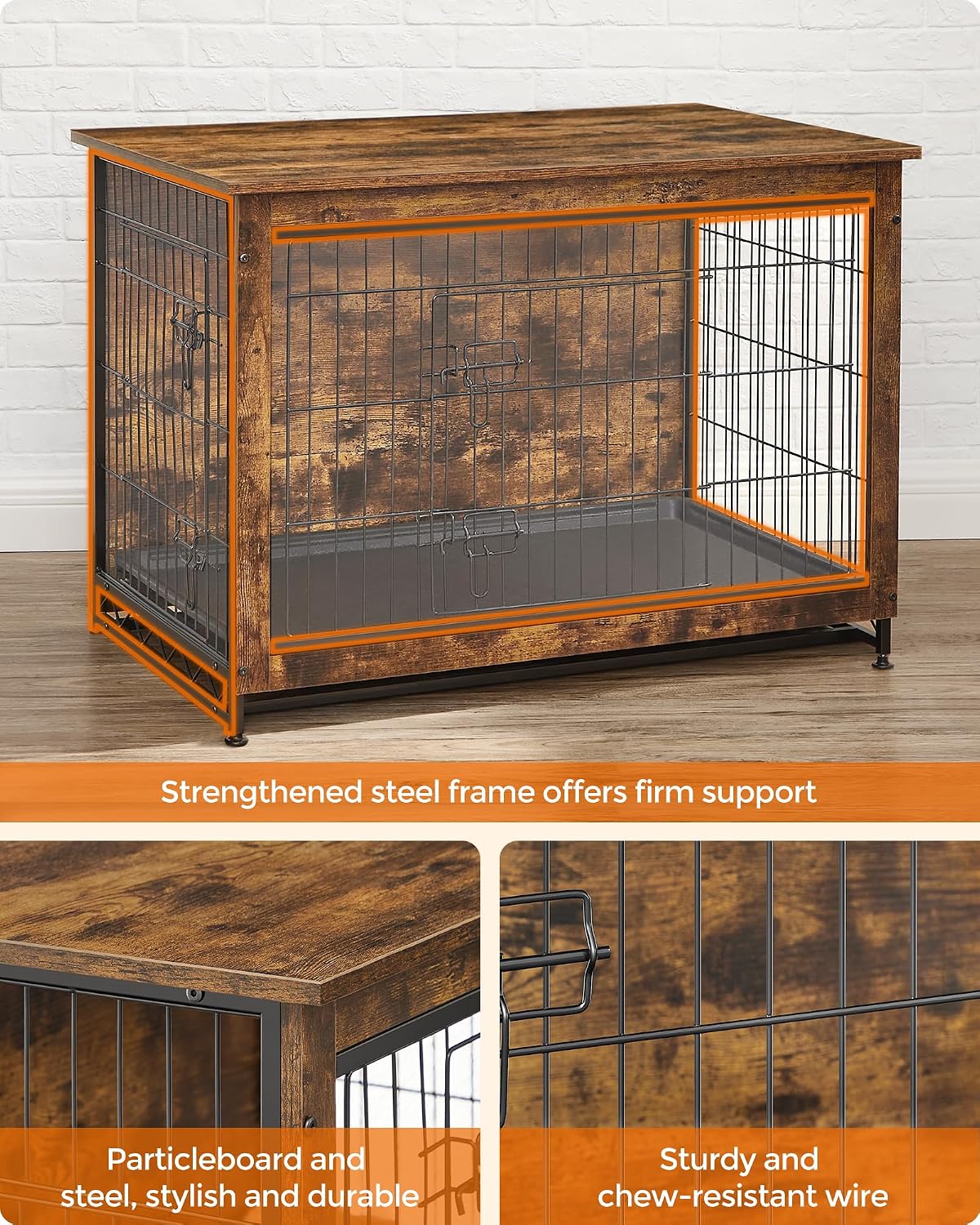 Feandrea 27.2" Dog Crate Furniture, Indoor Dog Kennel Side End Table