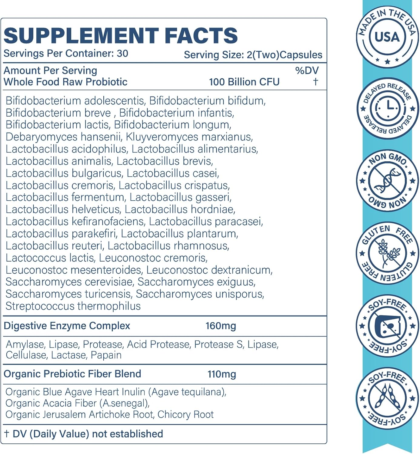 Probiotics for Women and Men, Probiotic + Prebiotic Enzyme Formula for Gut