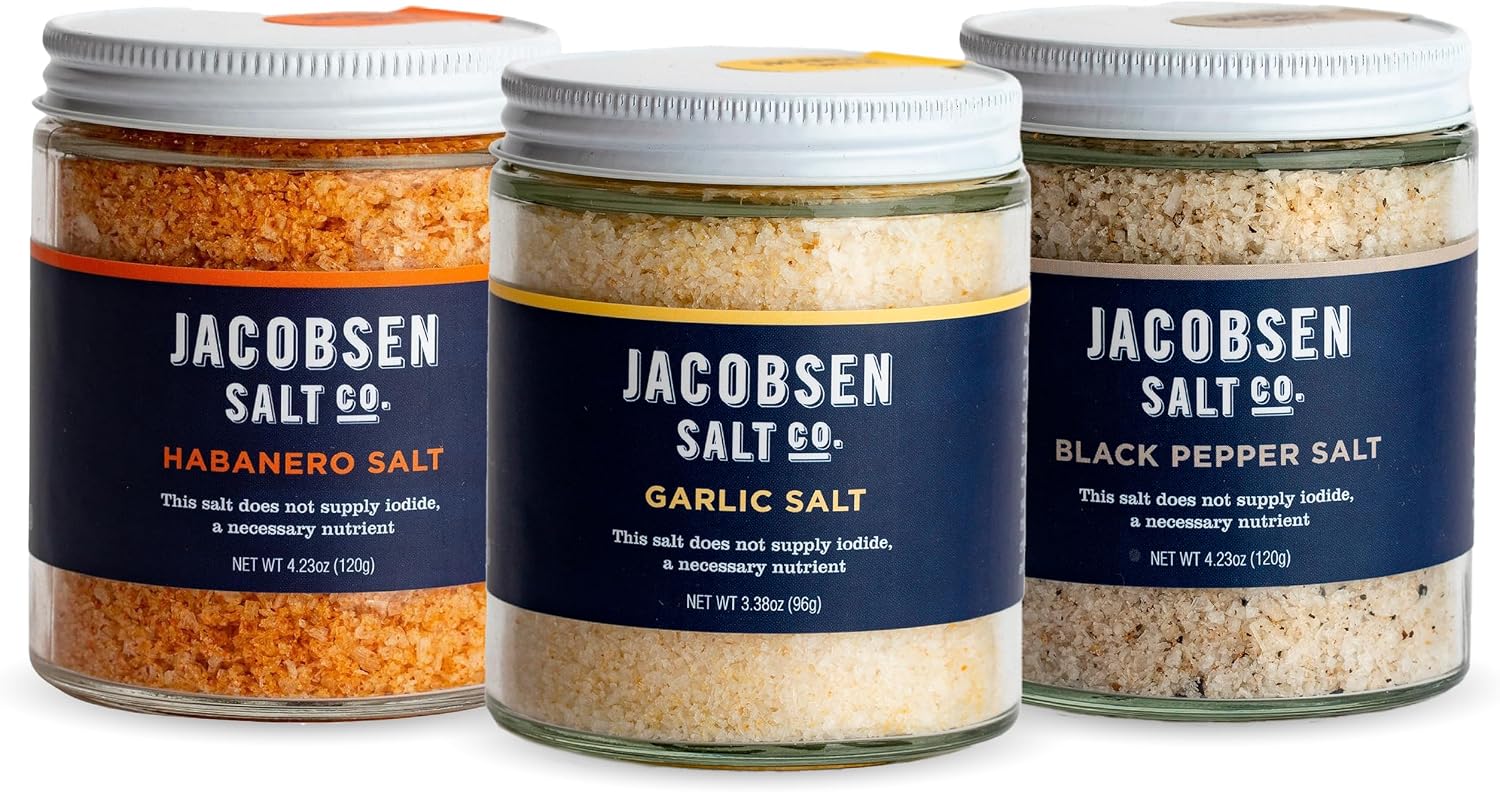 Jacobsen Salt Co. Black Garlic Salt, Kosher, Non-GMO, Umami - 2.5 Oz | Steak Seasoning, Non-Iodized, Made in USA, Sweet Umami Flavored, Kosher Sea Salt, Infused with Garlic