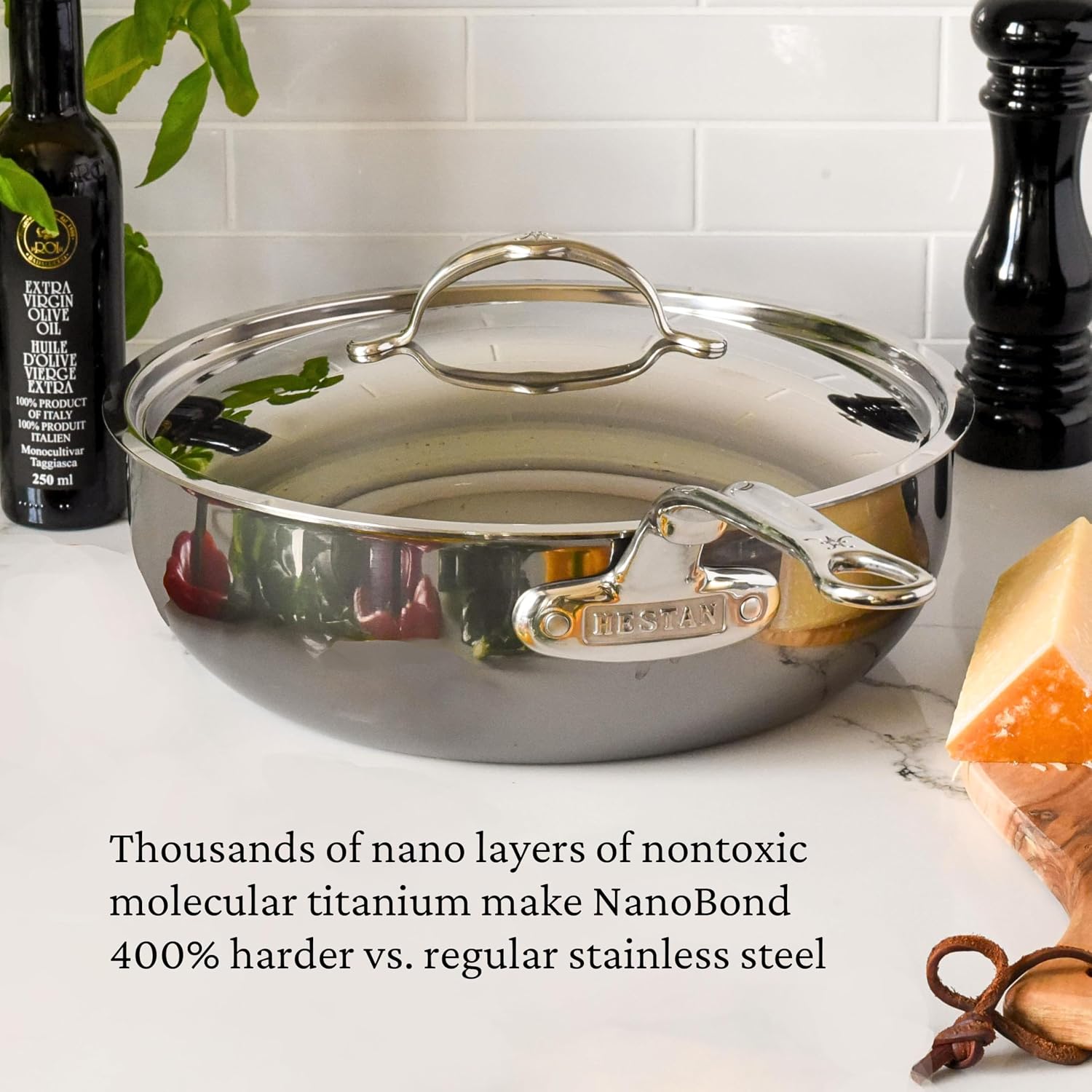 Hestan - NanoBond Collection - Titanium All-In-One Pan, Induction Cooktop Compatible, 3.5 Quart