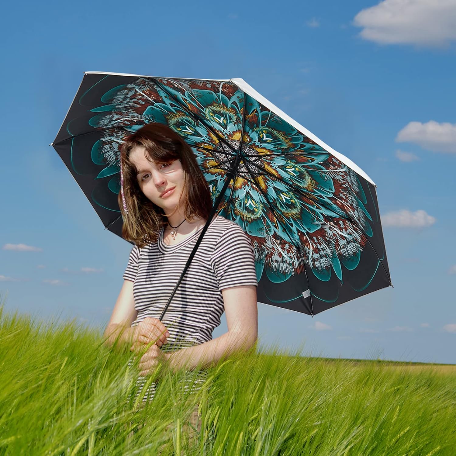 G4Free UPF 50+ UV Protection Travel Umbrella 42/46 Inch Auto Open Close