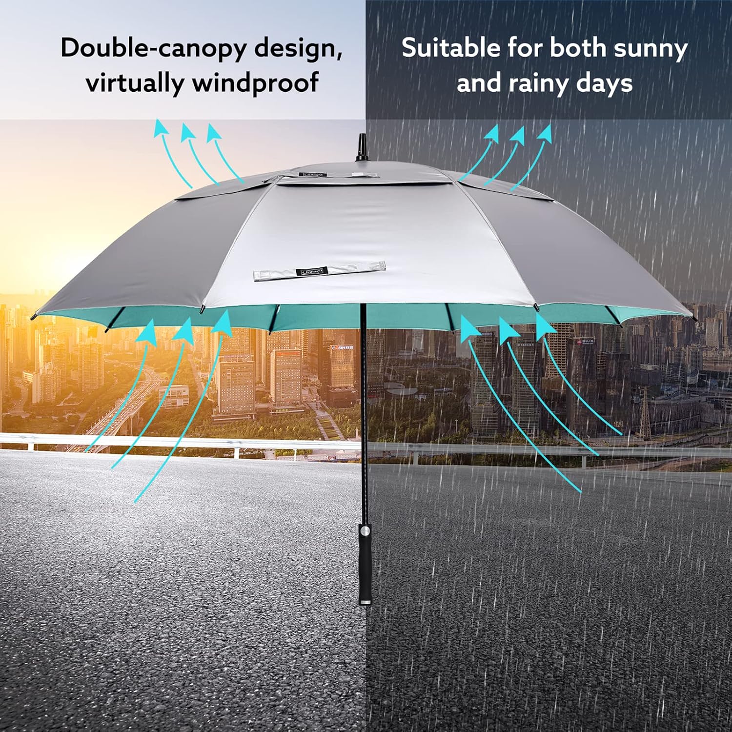 G4Free UV Golf Beach Umbrella 68”Auto Open Extra Large Sun Shade Umbrellas